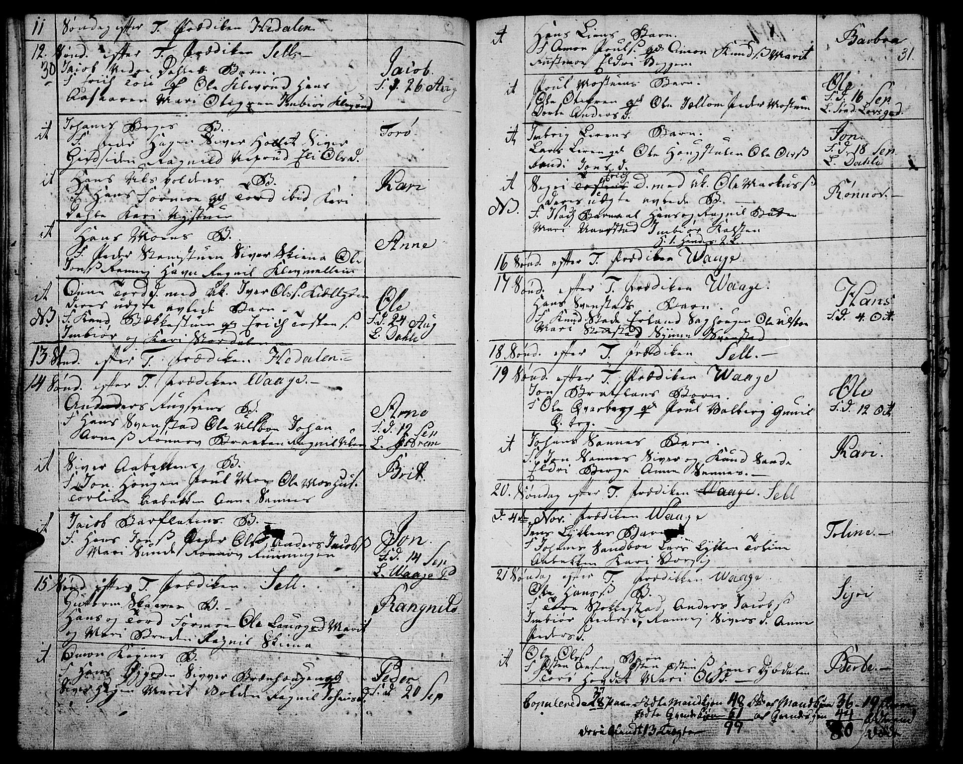 Vågå prestekontor, SAH/PREST-076/H/Ha/Haa/L0002: Parish register (official) no. 2, 1810-1815, p. 30-31