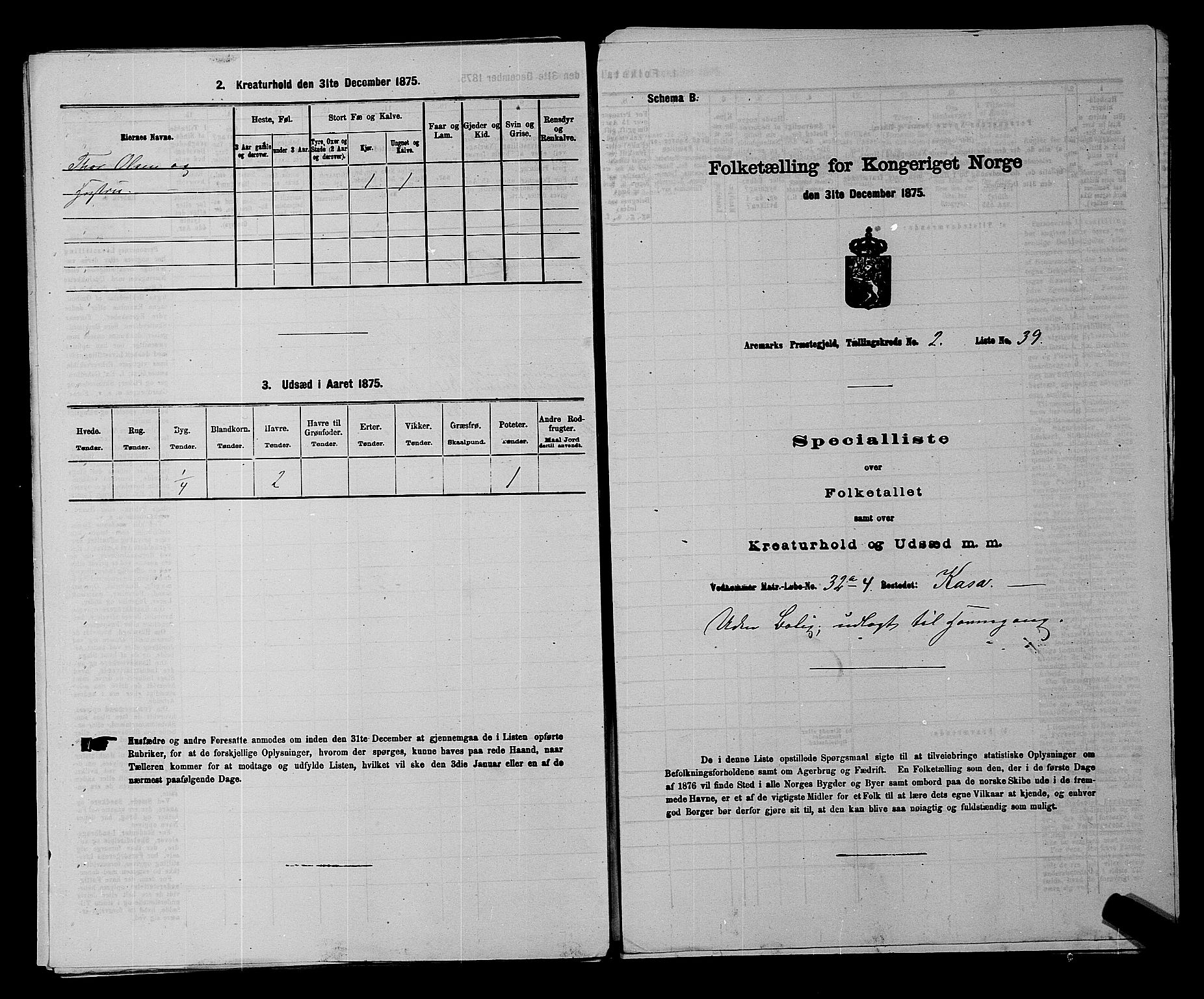 RA, 1875 census for 0118P Aremark, 1875, p. 347