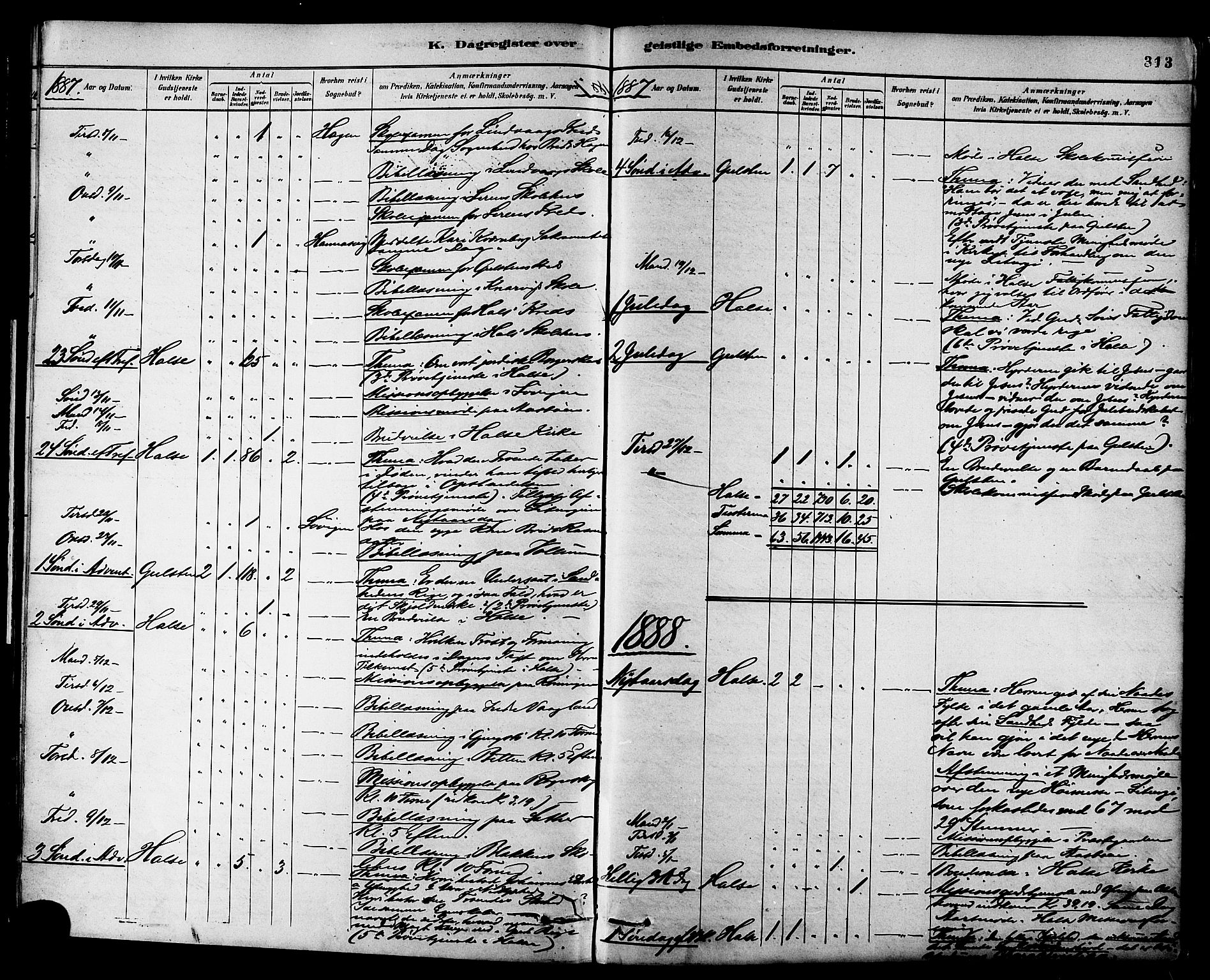 Ministerialprotokoller, klokkerbøker og fødselsregistre - Møre og Romsdal, SAT/A-1454/576/L0885: Parish register (official) no. 576A03, 1880-1898, p. 313