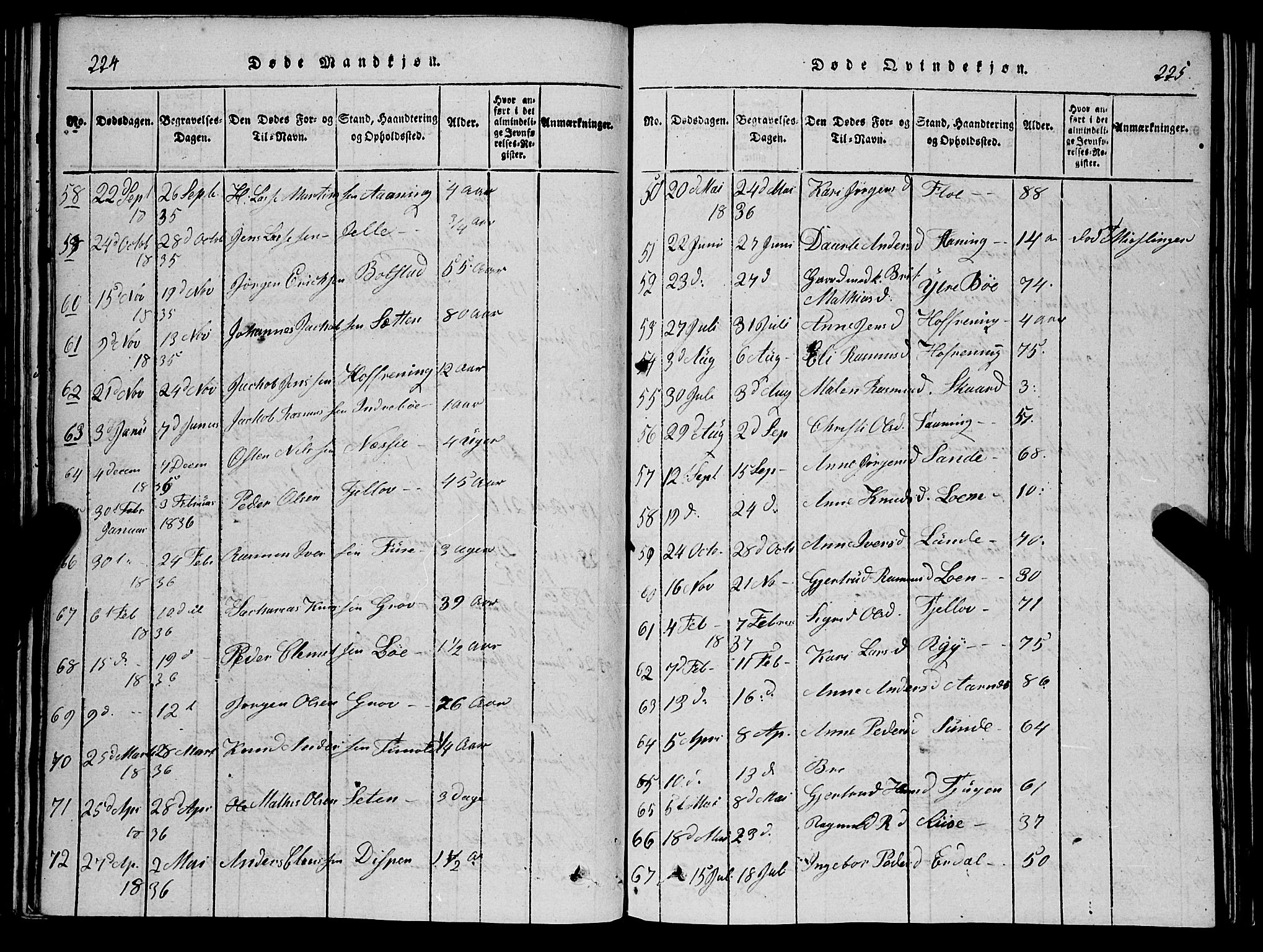 Stryn Sokneprestembete, AV/SAB-A-82501: Parish register (copy) no. C 1, 1801-1845, p. 224-225