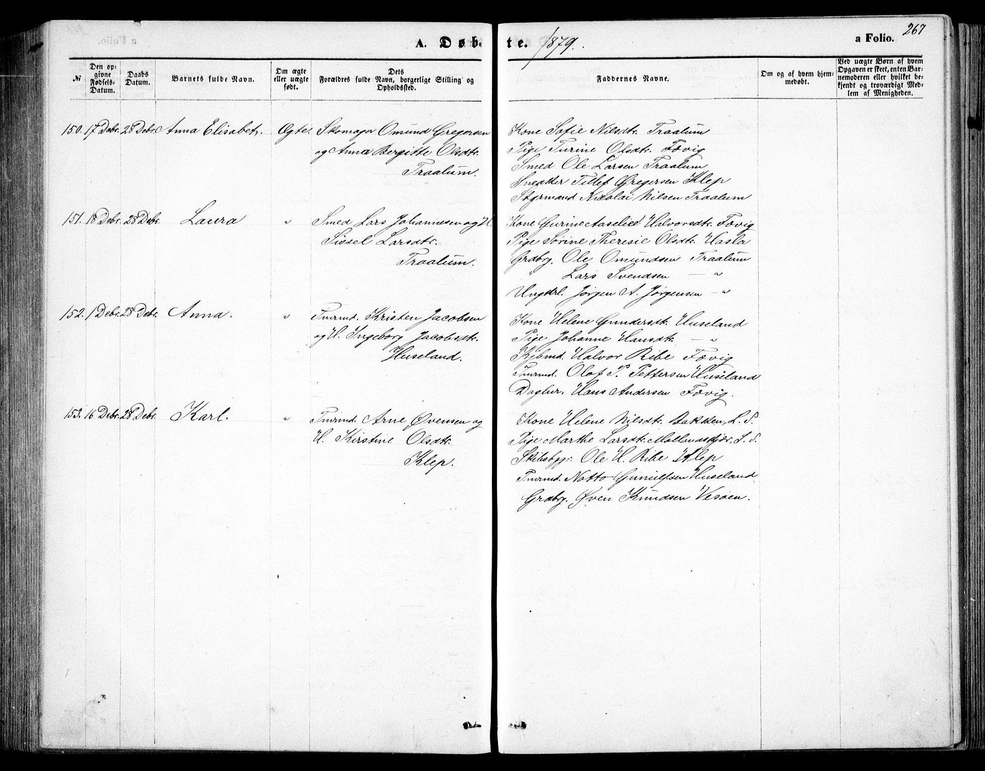 Fjære sokneprestkontor, AV/SAK-1111-0011/F/Fb/L0010: Parish register (copy) no. B 10, 1871-1880, p. 267