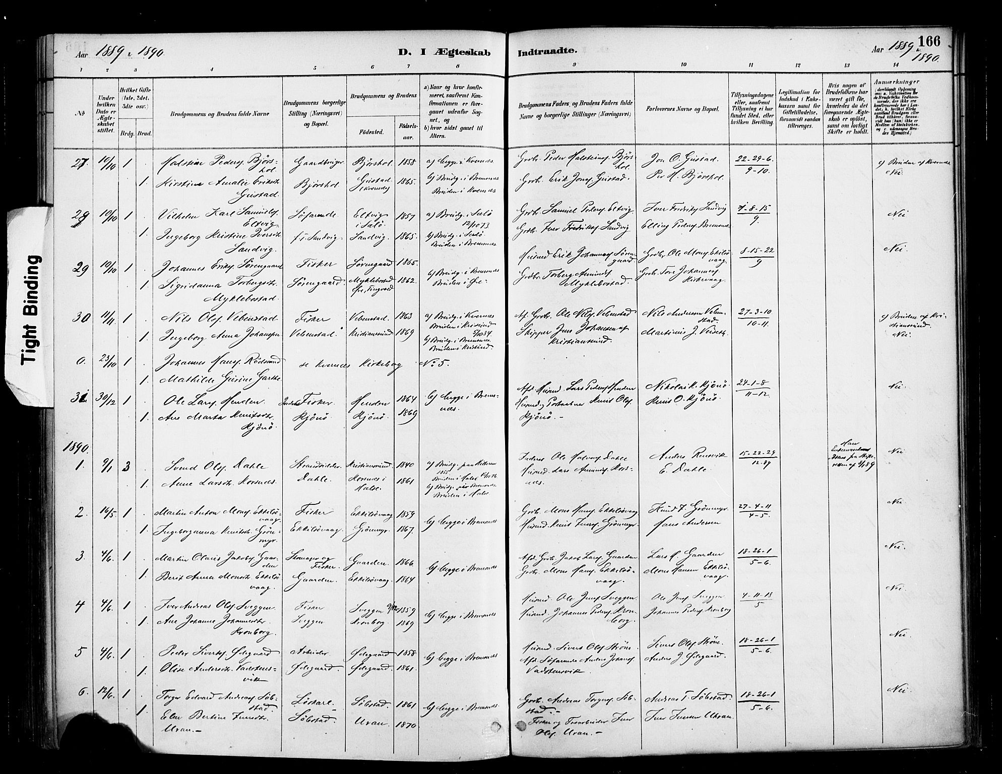 Ministerialprotokoller, klokkerbøker og fødselsregistre - Møre og Romsdal, SAT/A-1454/569/L0819: Parish register (official) no. 569A05, 1885-1899, p. 166