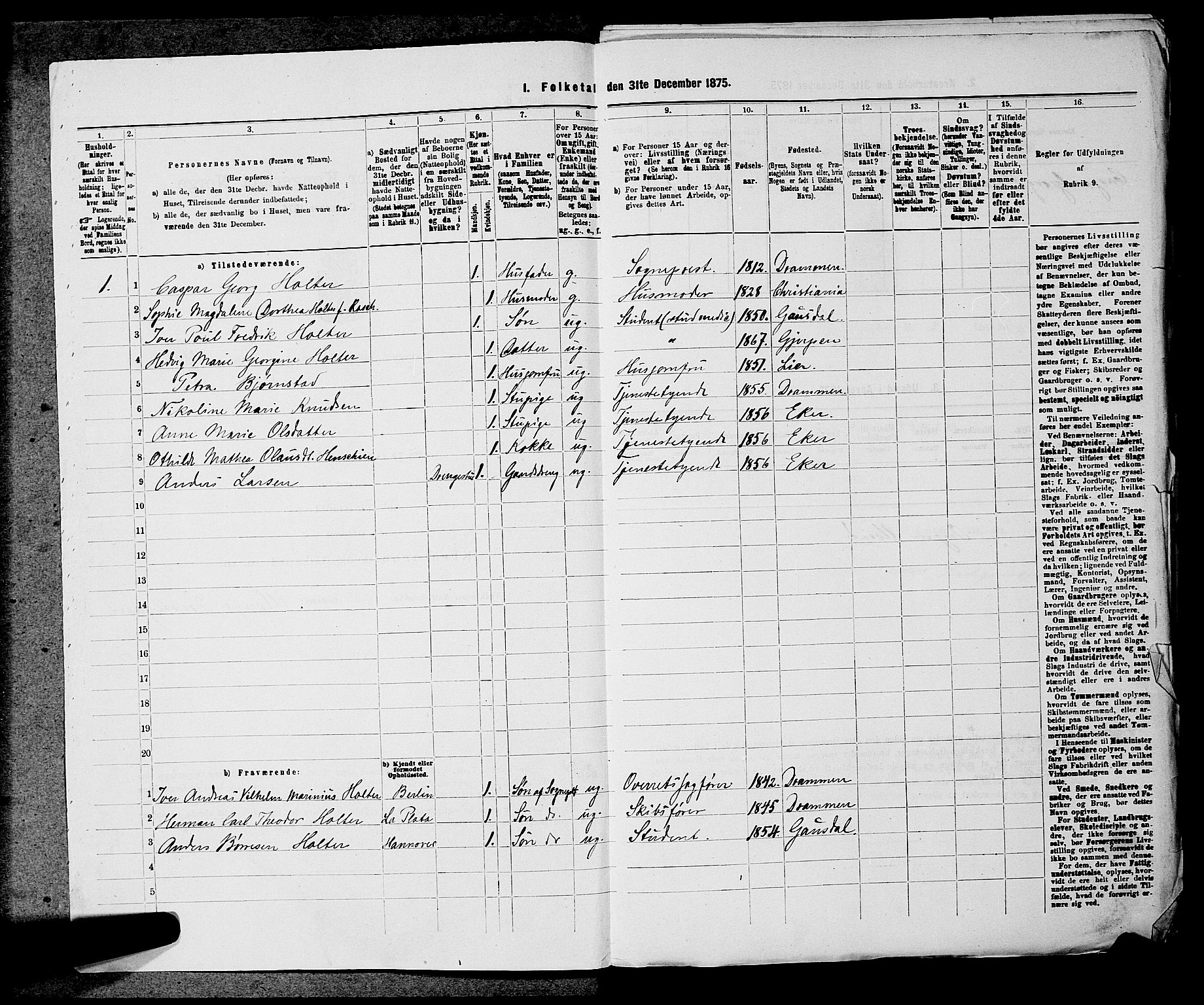 SAKO, 1875 census for 0624P Eiker, 1875, p. 1435