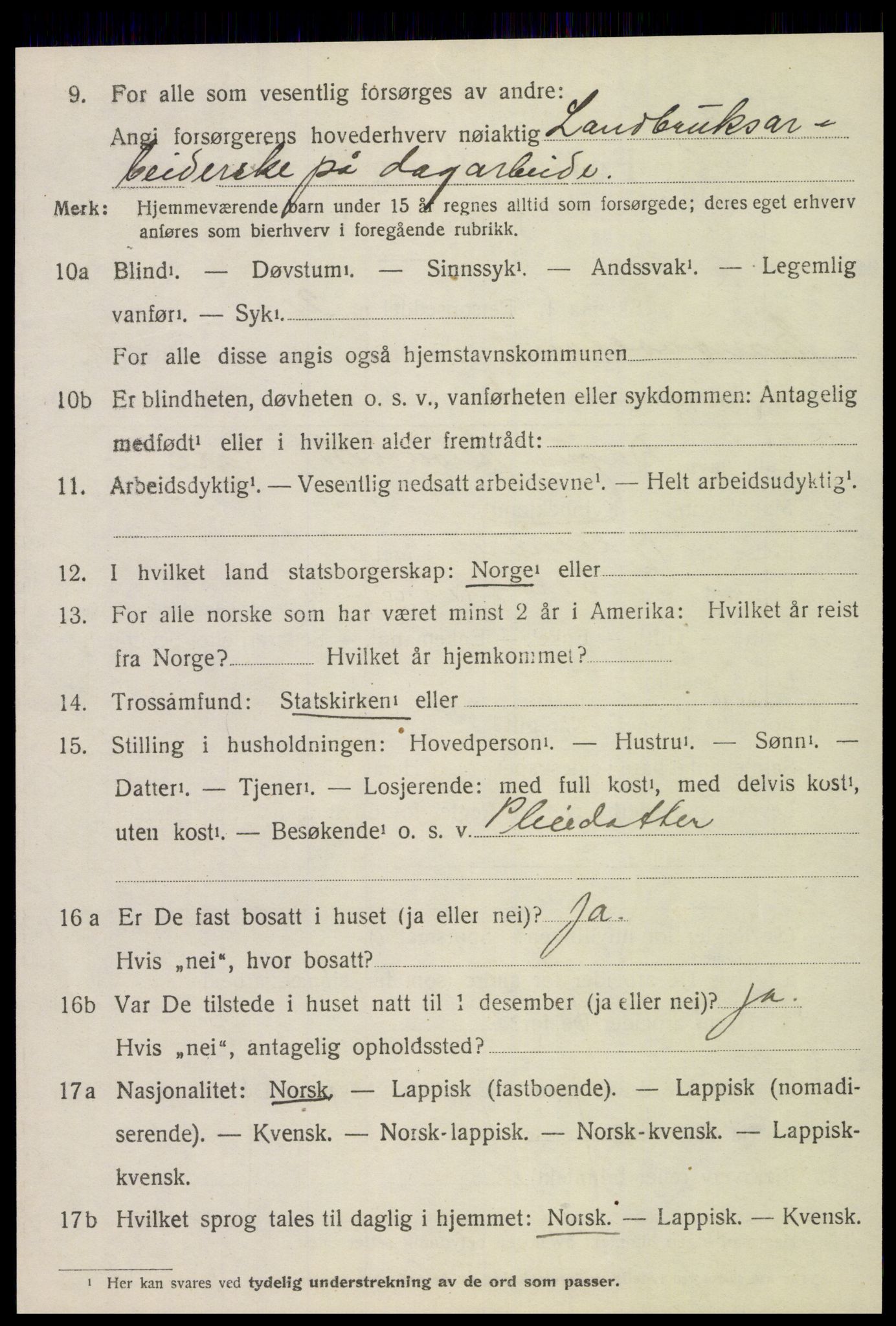 SAT, 1920 census for Sandvollan, 1920, p. 1480