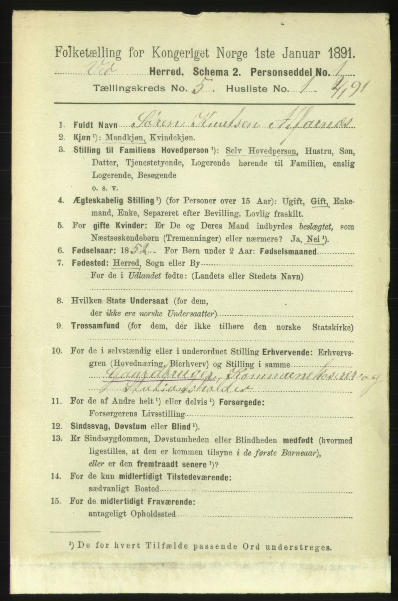 RA, 1891 census for 1541 Veøy, 1891, p. 2483