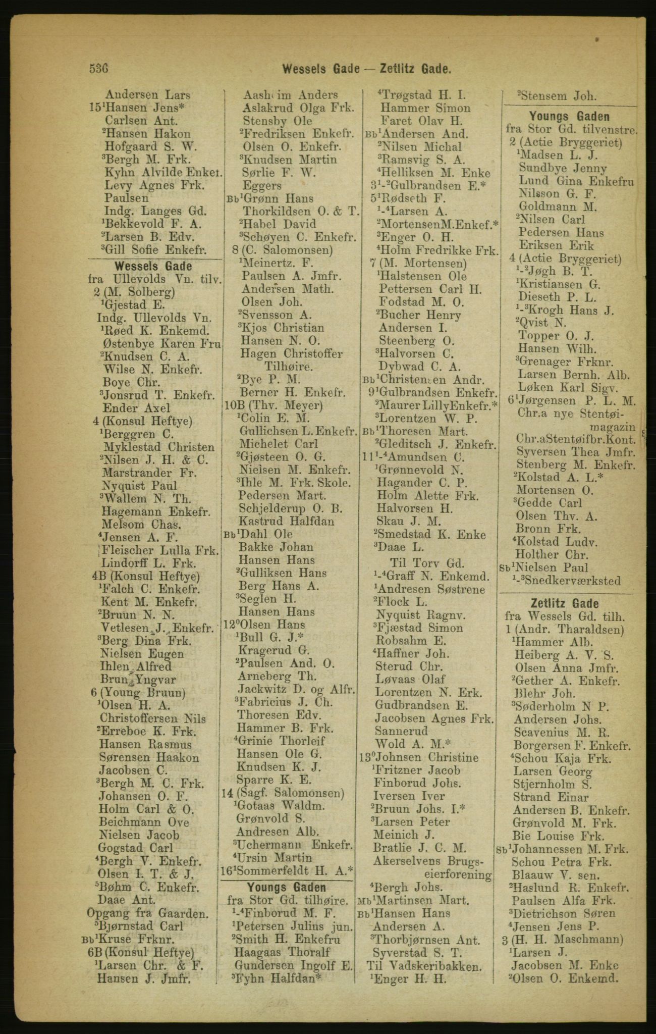 Kristiania/Oslo adressebok, PUBL/-, 1888, p. 536