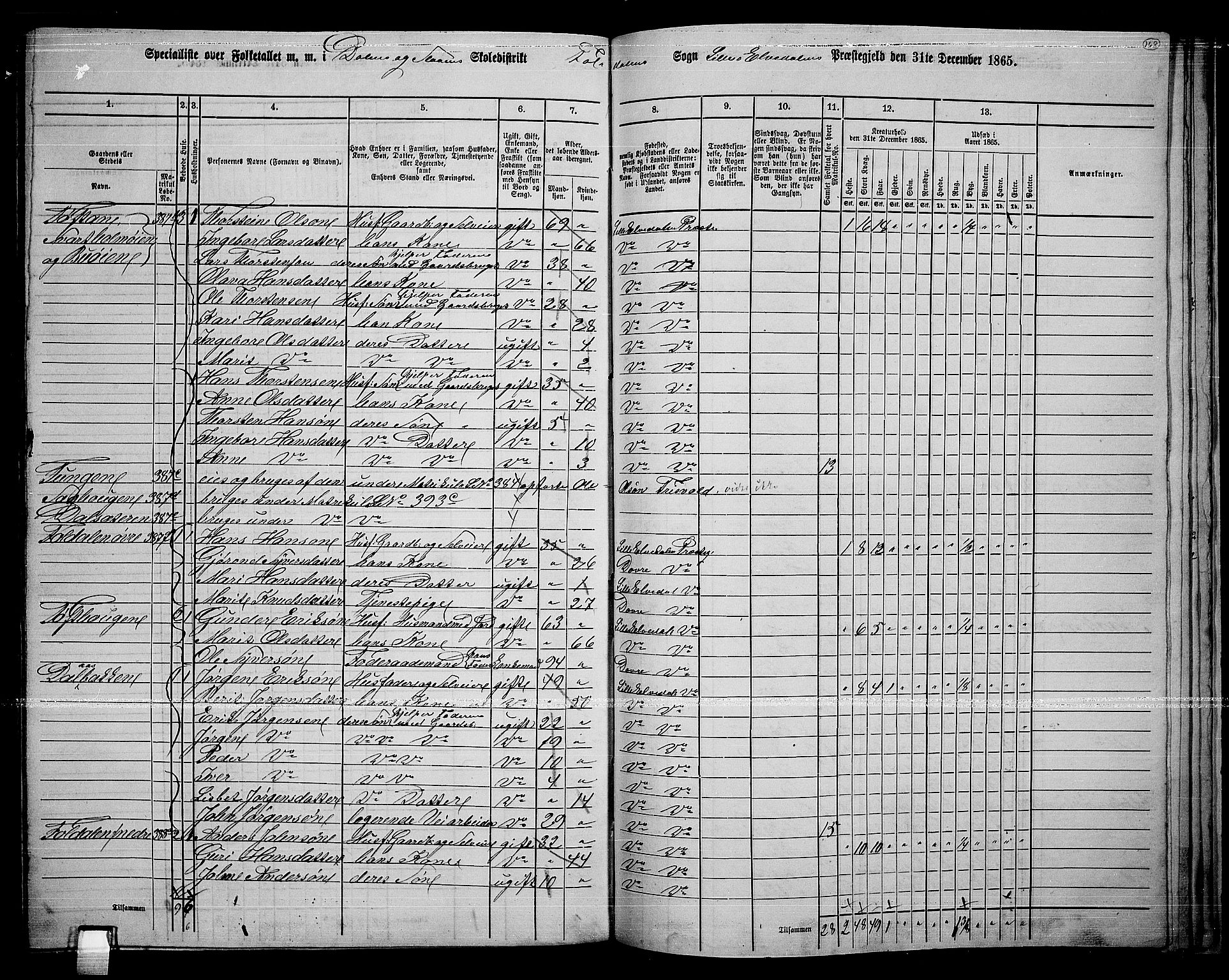 RA, 1865 census for Lille Elvedalen, 1865, p. 138