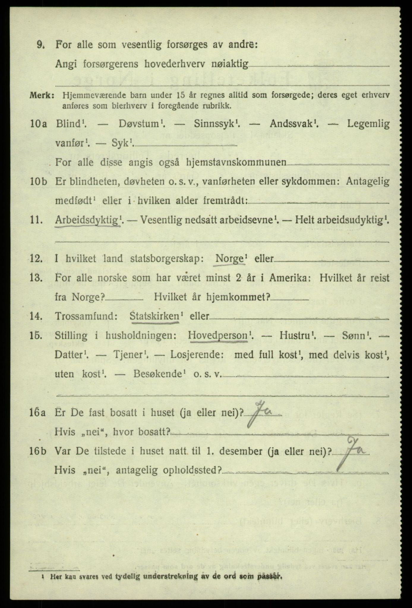 SAB, 1920 census for Sund, 1920, p. 2874
