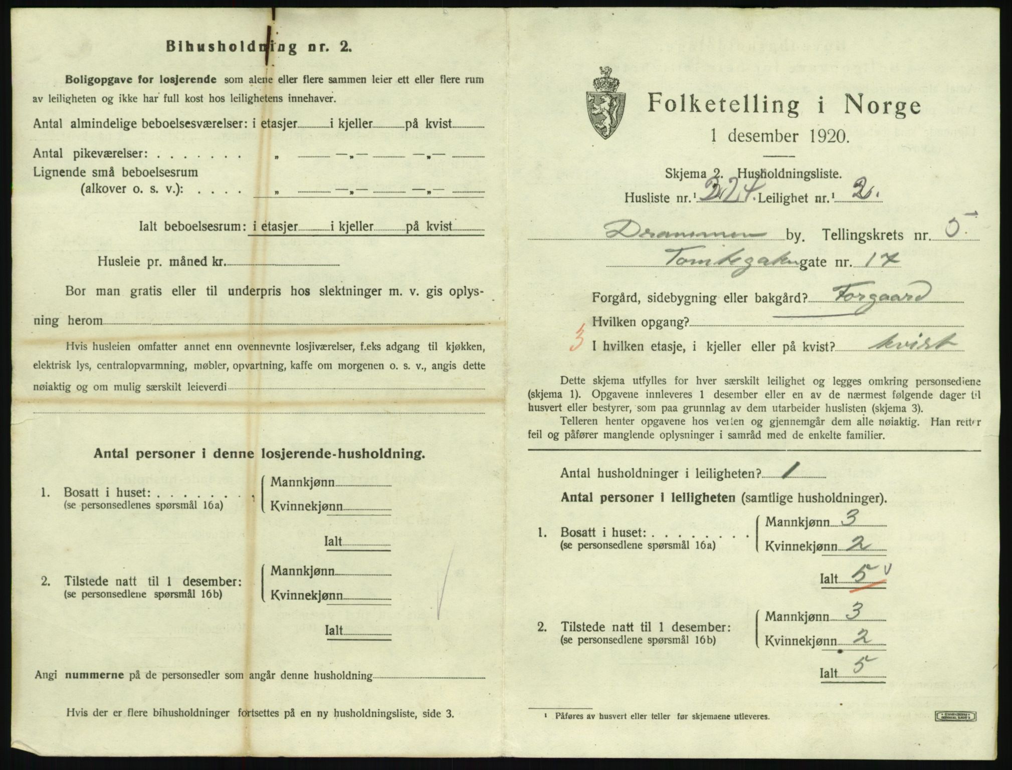 SAKO, 1920 census for Drammen, 1920, p. 11047