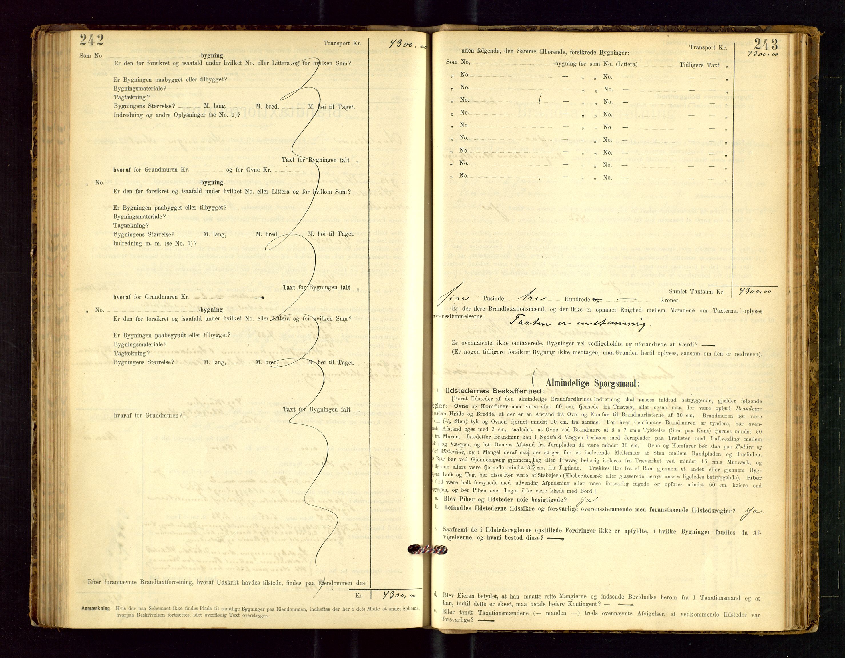 Avaldsnes lensmannskontor, SAST/A-100286/Gob/L0001: "Brandtaxationsprotokol for Avaldsnes Lensmandsdistrikt Ryfylke Fogderi", 1894-1925, p. 242-243