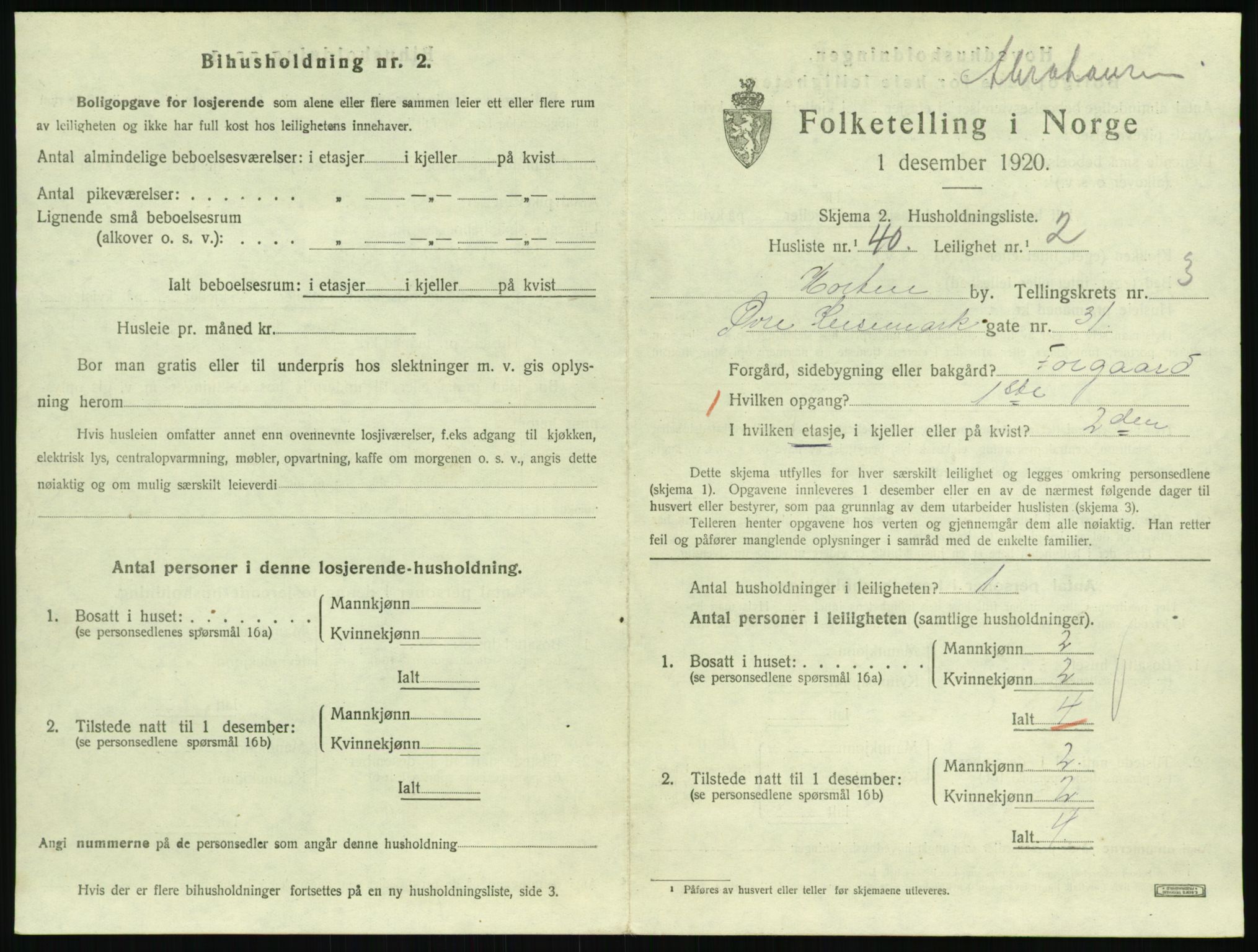 SAKO, 1920 census for Horten, 1920, p. 4275