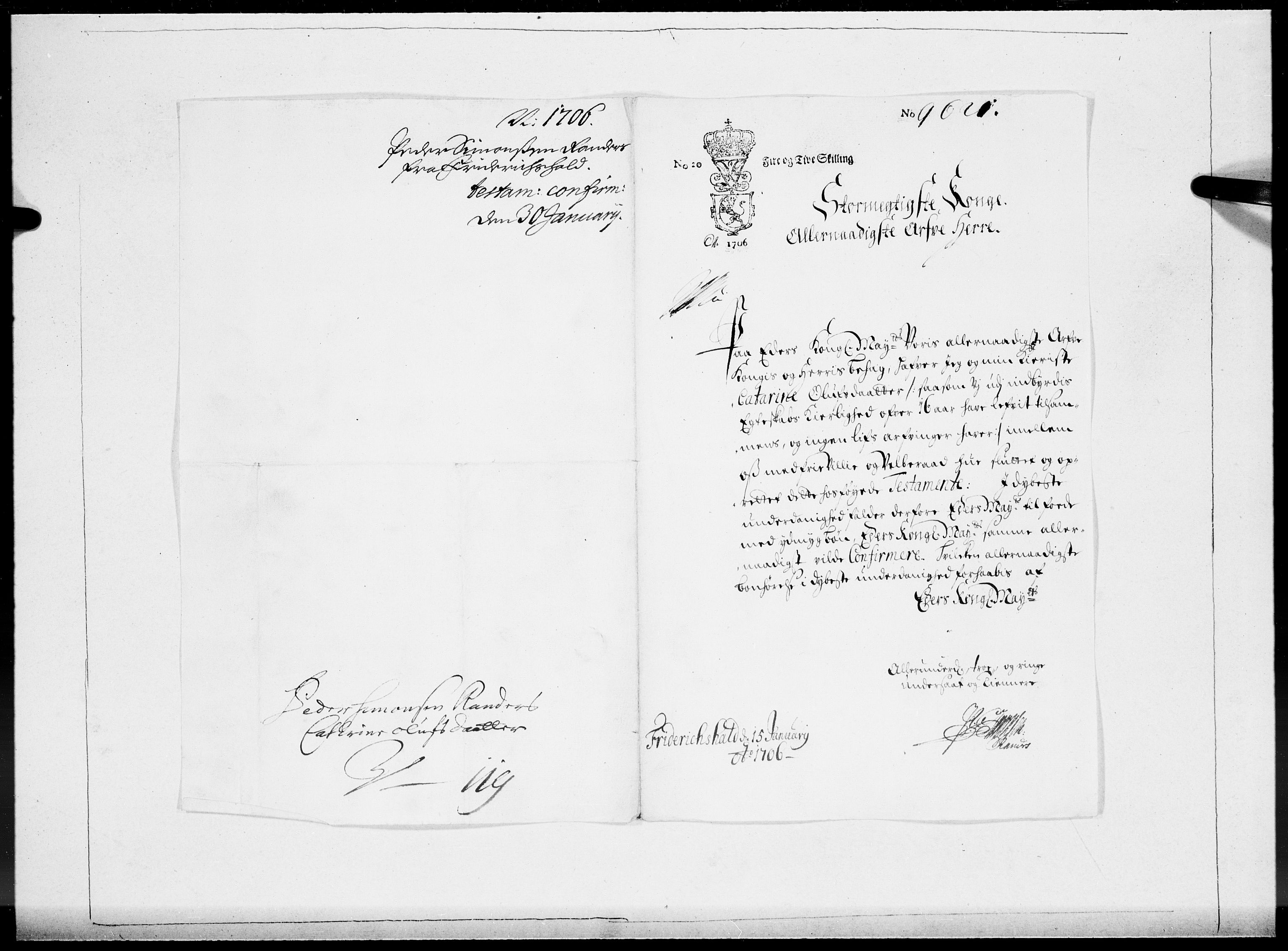 Danske Kanselli 1572-1799, AV/RA-EA-3023/F/Fc/Fcc/Fcca/L0060: Norske innlegg 1572-1799, Mgl. nov.-des., 1706, p. 16