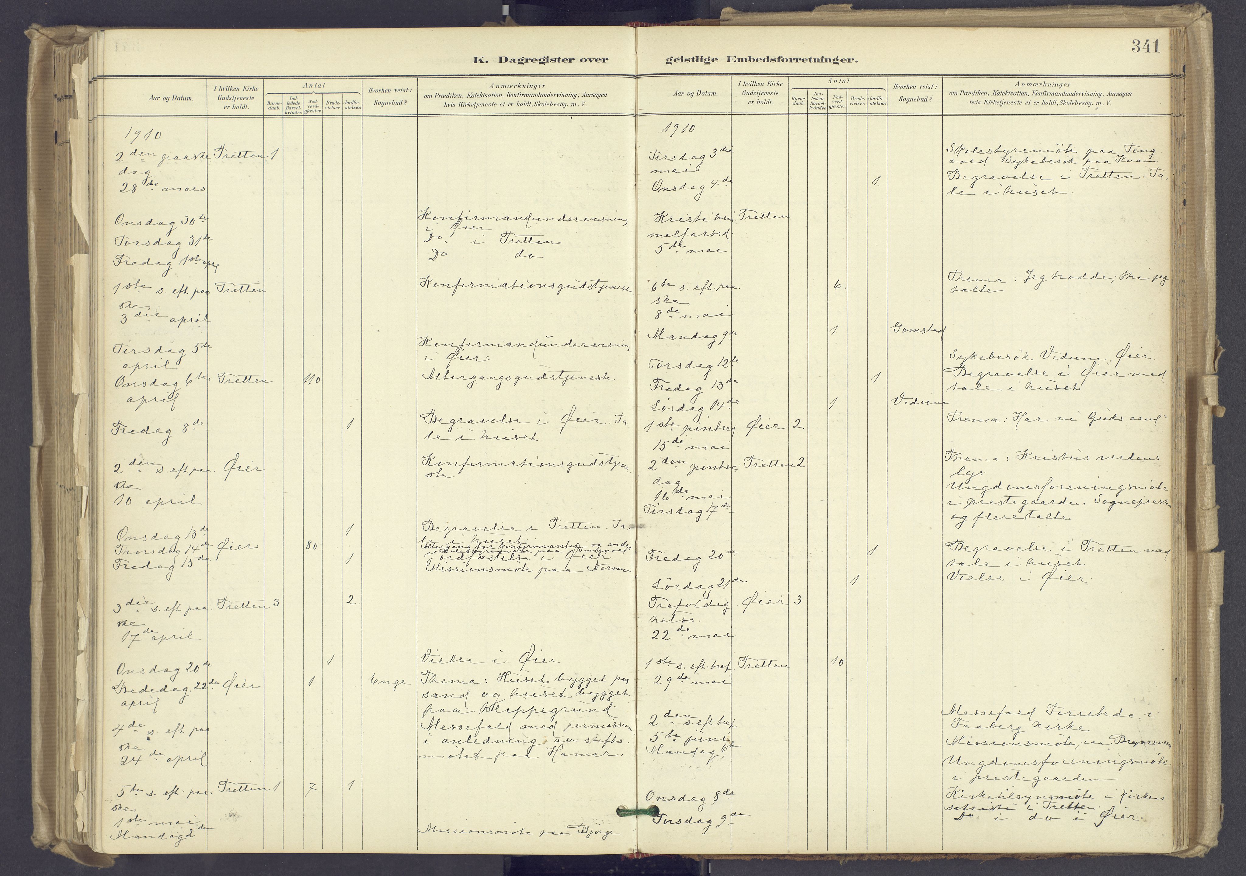 Øyer prestekontor, AV/SAH-PREST-084/H/Ha/Haa/L0012: Parish register (official) no. 12, 1897-1920, p. 341