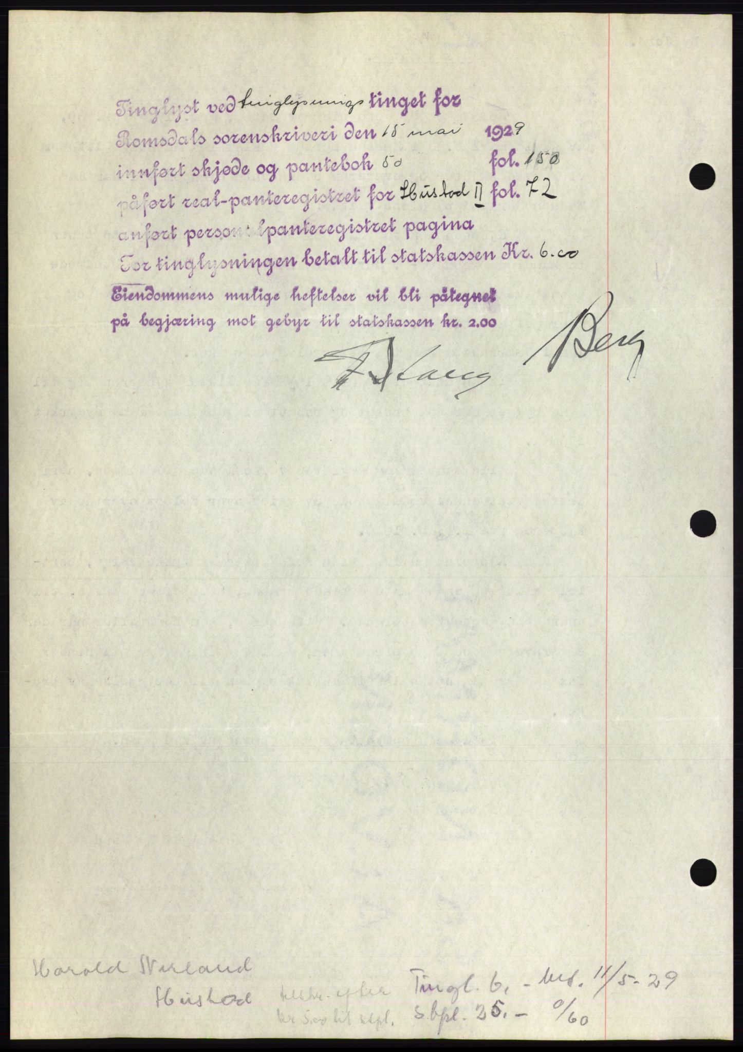 Romsdal sorenskriveri, AV/SAT-A-4149/1/2/2C/L0056: Mortgage book no. 50, 1929-1929, Deed date: 15.05.1929