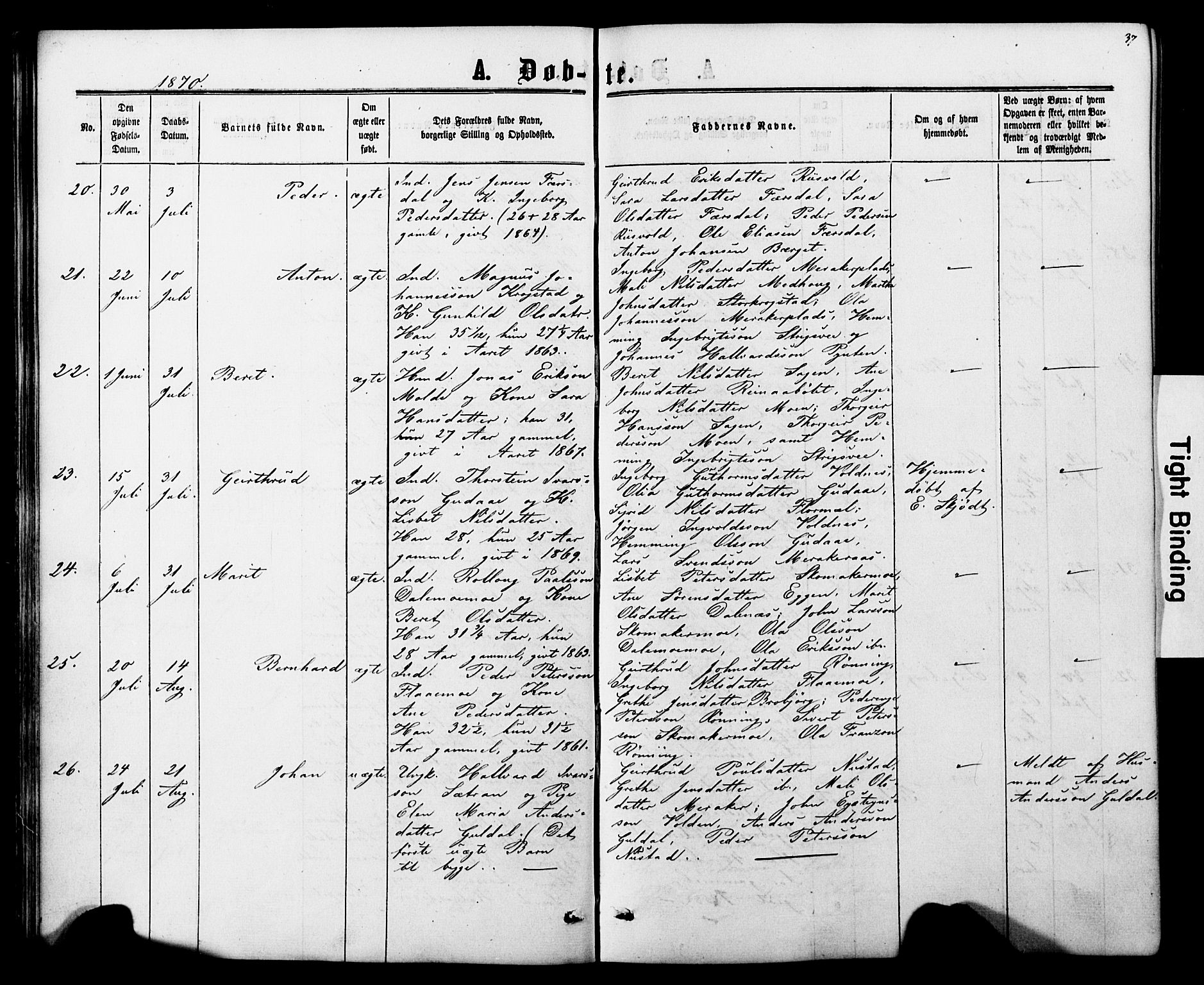 Ministerialprotokoller, klokkerbøker og fødselsregistre - Nord-Trøndelag, SAT/A-1458/706/L0049: Parish register (copy) no. 706C01, 1864-1895, p. 37