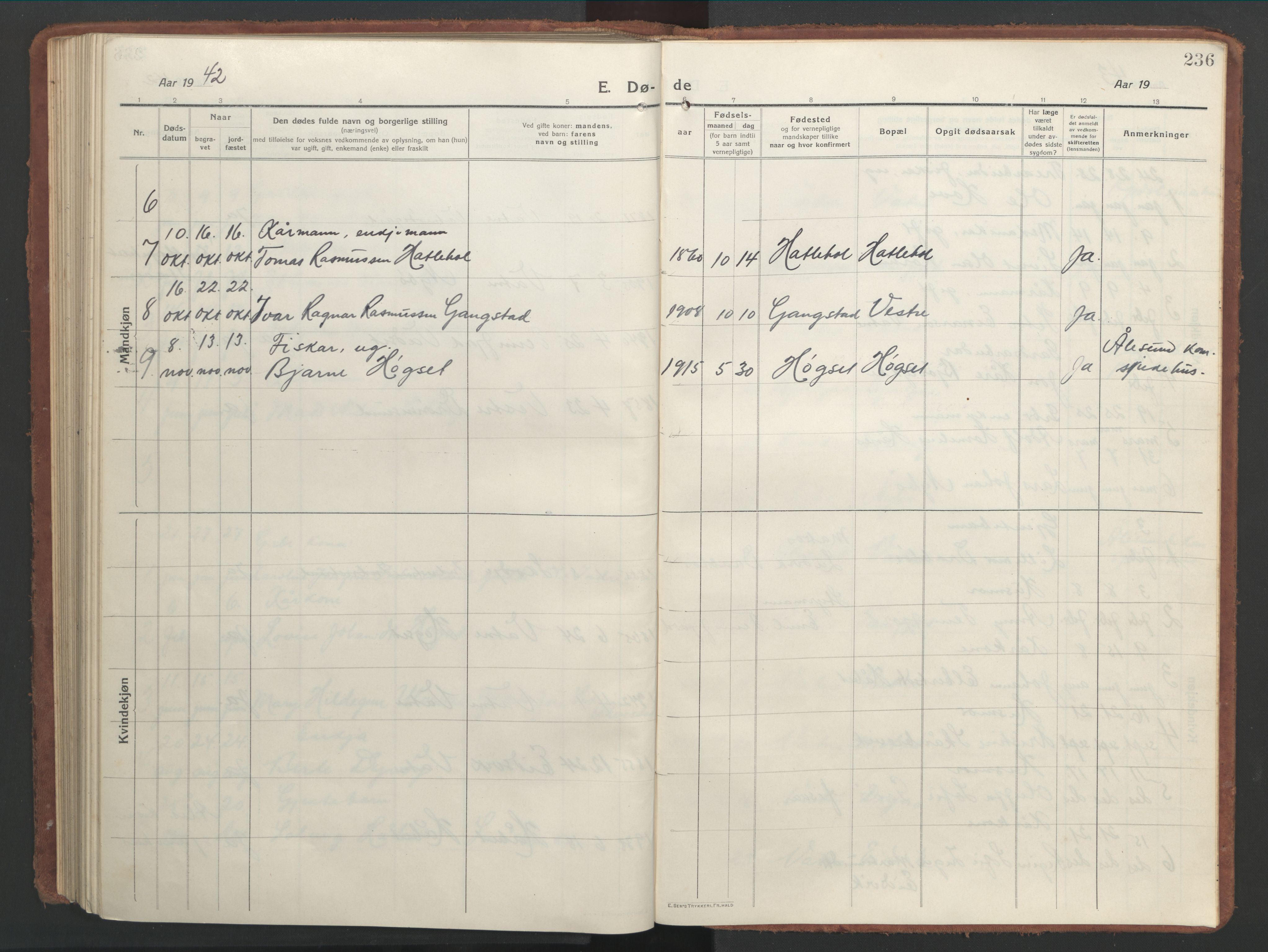 Ministerialprotokoller, klokkerbøker og fødselsregistre - Møre og Romsdal, AV/SAT-A-1454/525/L0378: Parish register (copy) no. 525C04, 1915-1947, p. 236