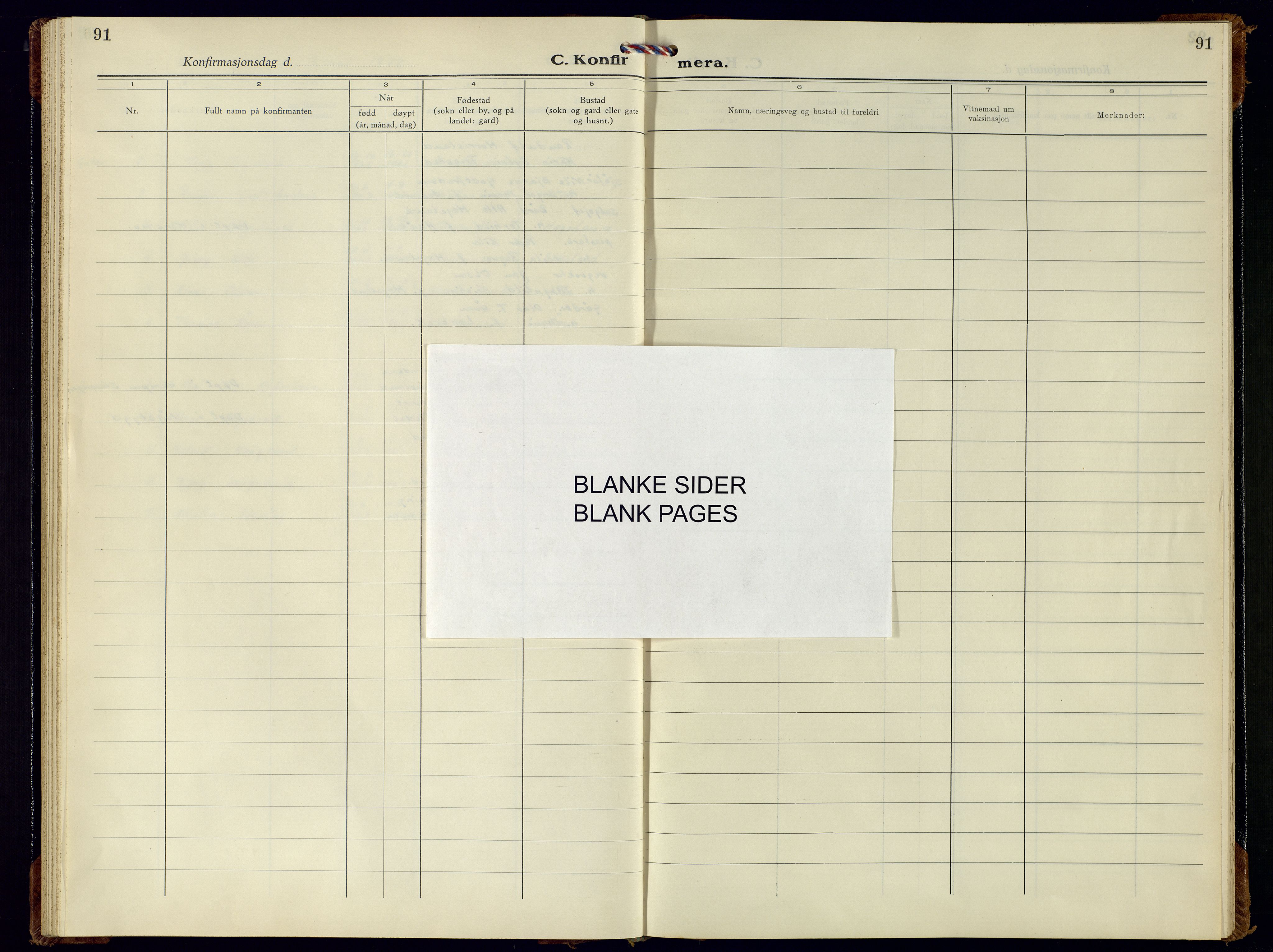 Vennesla sokneprestkontor, AV/SAK-1111-0045/Fb/Fba/L0005: Parish register (copy) no. B 5, 1949-1979, p. 91