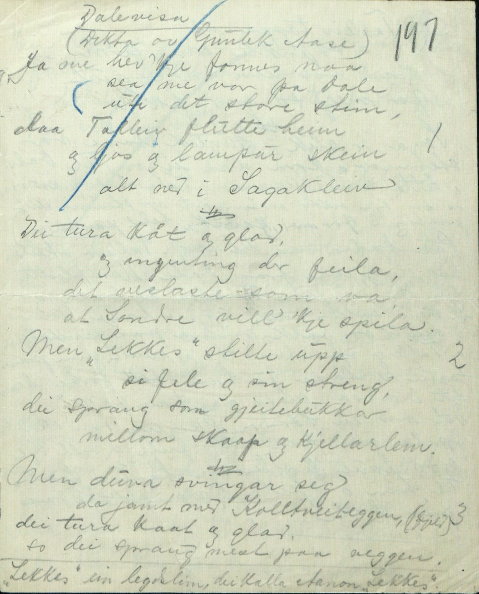 Rikard Berge, TEMU/TGM-A-1003/F/L0005/0002: 160-200 / 161 Oppskrifter av Rikard Berge, Aanund Olsnes m.fl. , 1905-1929, p. 197