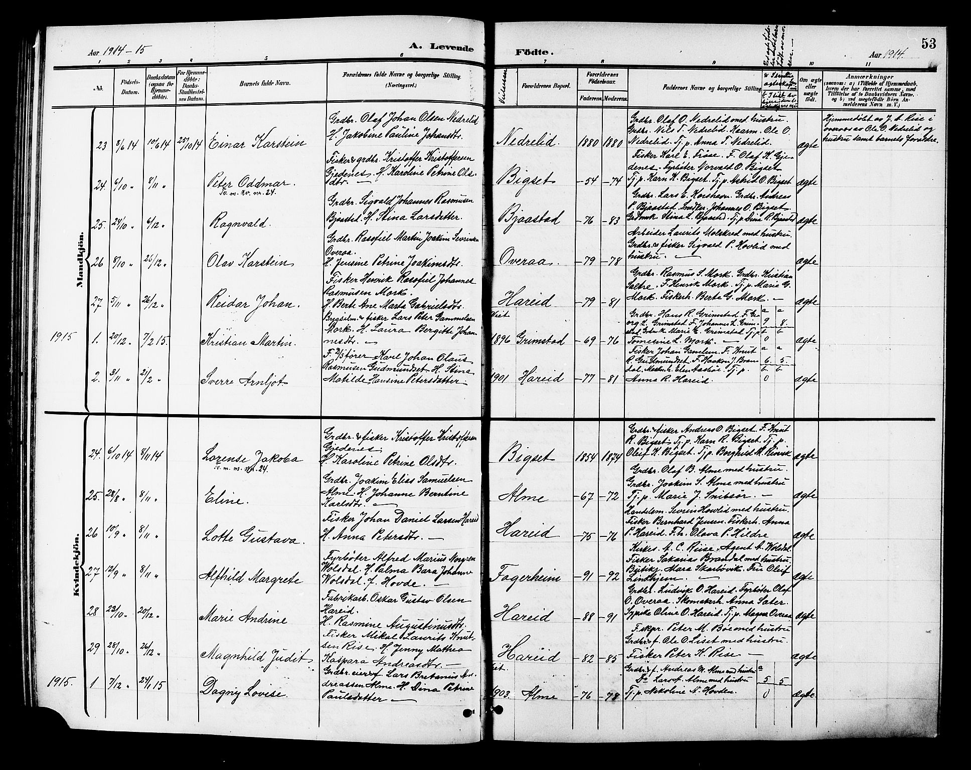 Ministerialprotokoller, klokkerbøker og fødselsregistre - Møre og Romsdal, AV/SAT-A-1454/510/L0126: Parish register (copy) no. 510C03, 1900-1922, p. 53