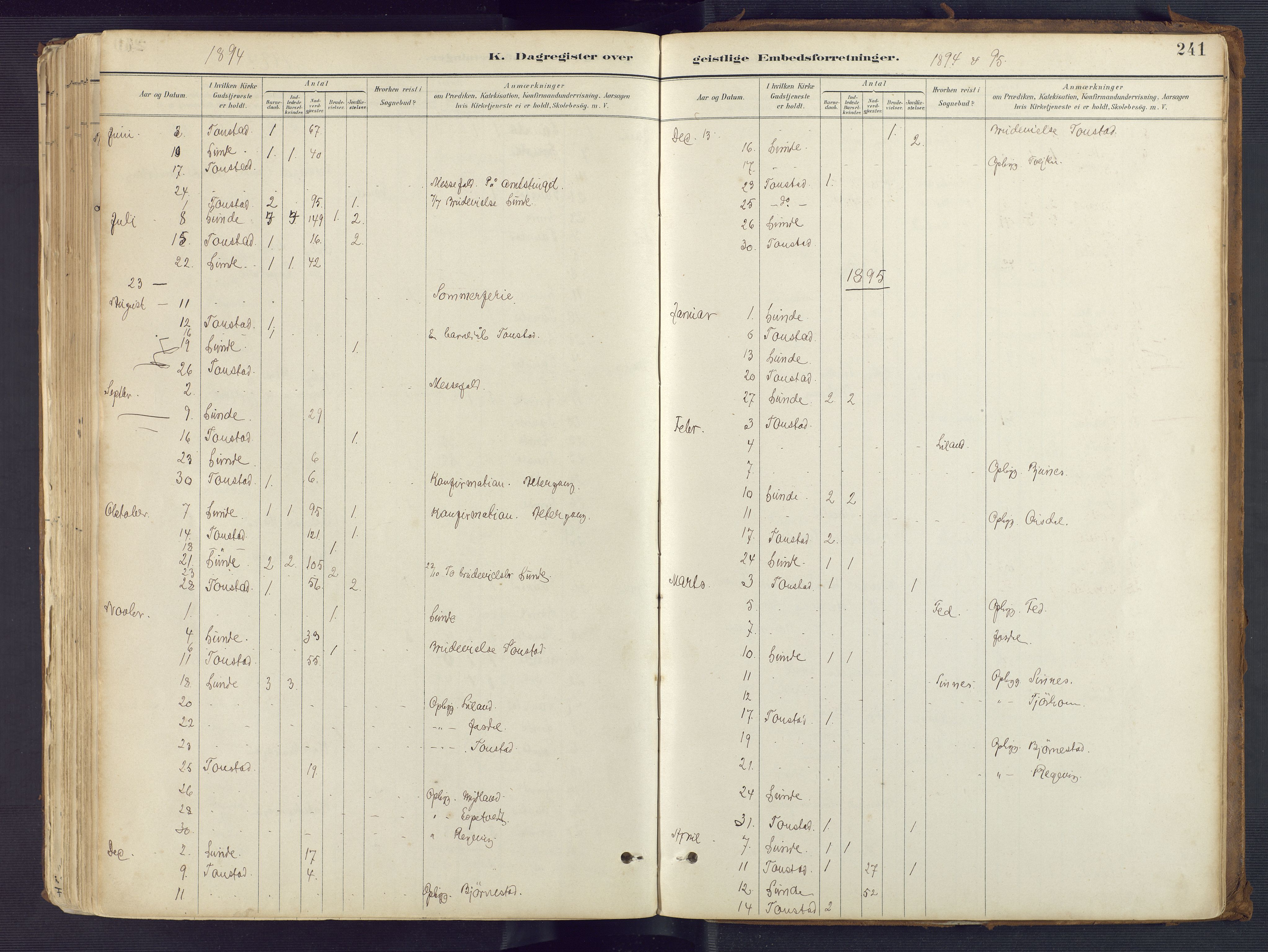 Sirdal sokneprestkontor, AV/SAK-1111-0036/F/Fa/Fab/L0004: Parish register (official) no. A 4, 1887-1919, p. 241