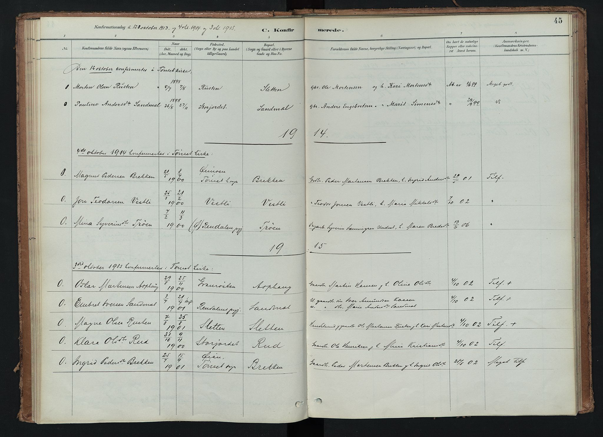 Tynset prestekontor, SAH/PREST-058/H/Ha/Haa/L0024: Parish register (official) no. 24, 1885-1916, p. 45