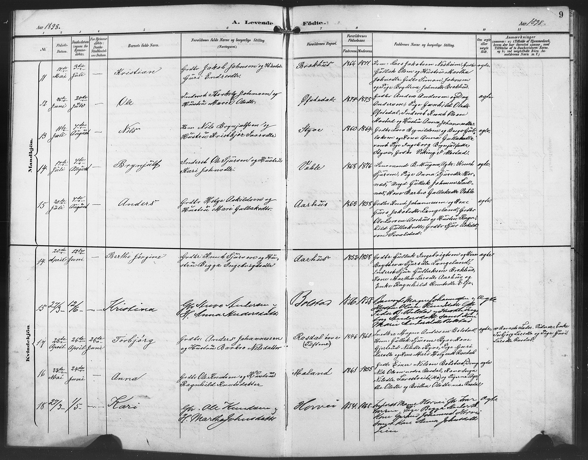 Evanger sokneprestembete, AV/SAB-A-99924: Parish register (copy) no. A 5, 1897-1917, p. 9