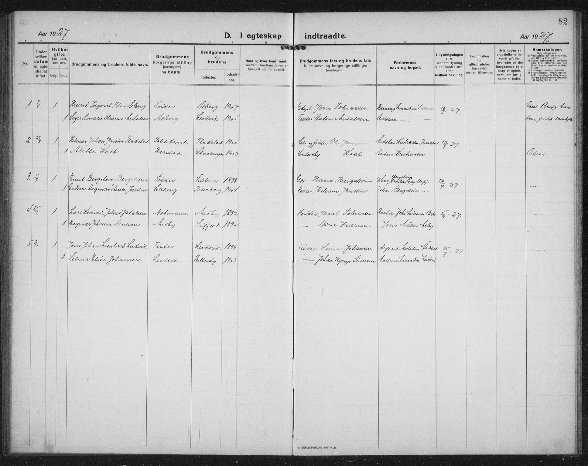 Berg sokneprestkontor, AV/SATØ-S-1318/G/Ga/Gab/L0014klokker: Parish register (copy) no. 14, 1922-1933, p. 82