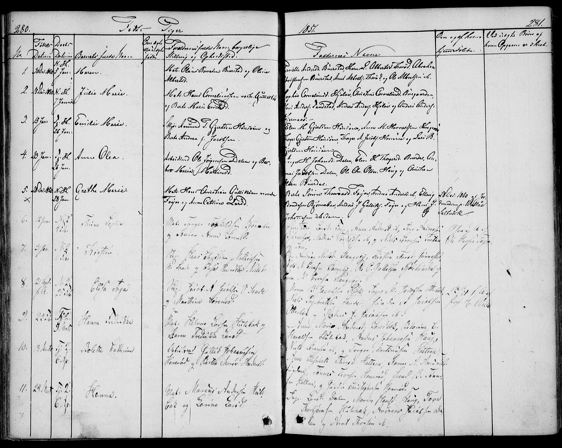 Nøtterøy kirkebøker, SAKO/A-354/F/Fa/L0005: Parish register (official) no. I 5, 1839-1852, p. 280-281