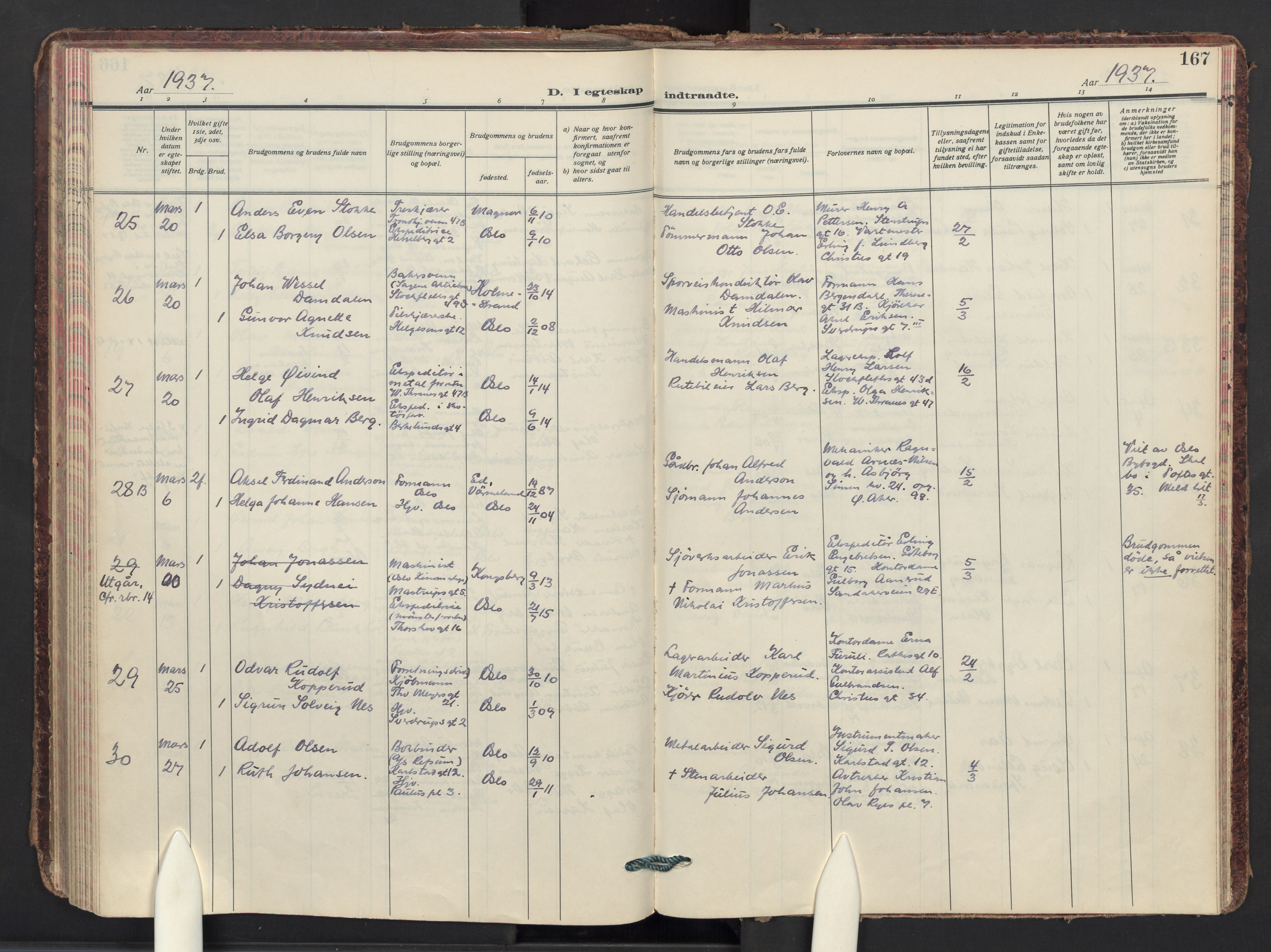 Paulus prestekontor Kirkebøker, AV/SAO-A-10871/F/Fa/L0028: Parish register (official) no. 28, 1929-1938, p. 167