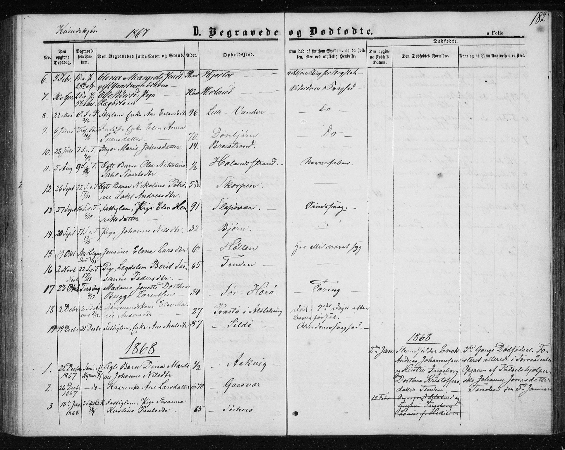 Ministerialprotokoller, klokkerbøker og fødselsregistre - Nordland, AV/SAT-A-1459/834/L0505: Parish register (official) no. 834A03, 1862-1871, p. 182