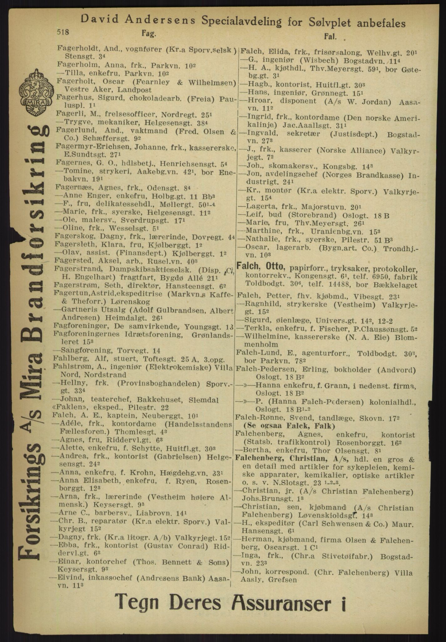 Kristiania/Oslo adressebok, PUBL/-, 1918, p. 543