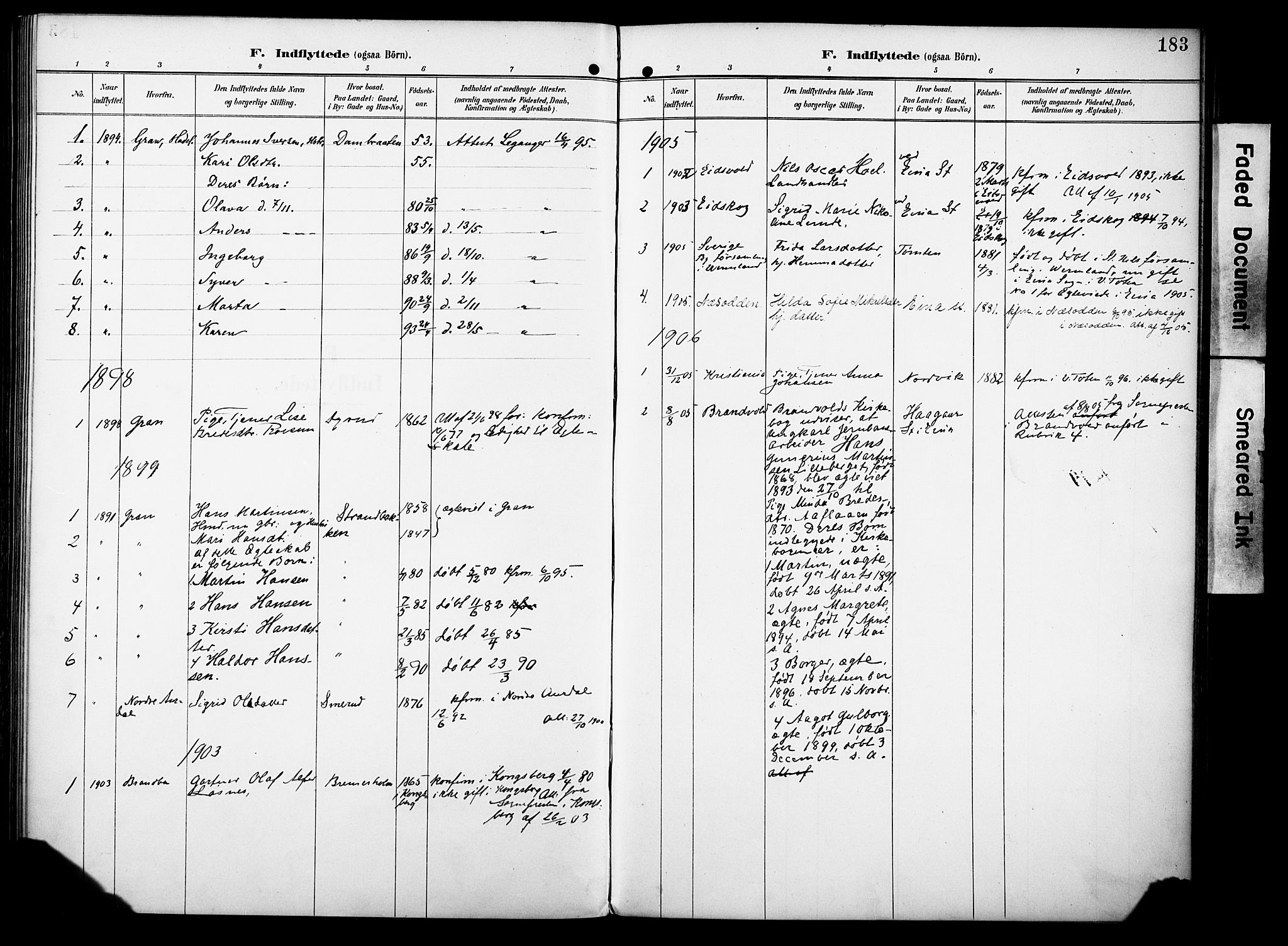 Vestre Toten prestekontor, SAH/PREST-108/H/Ha/Haa/L0012: Parish register (official) no. 12, 1890-1906, p. 183