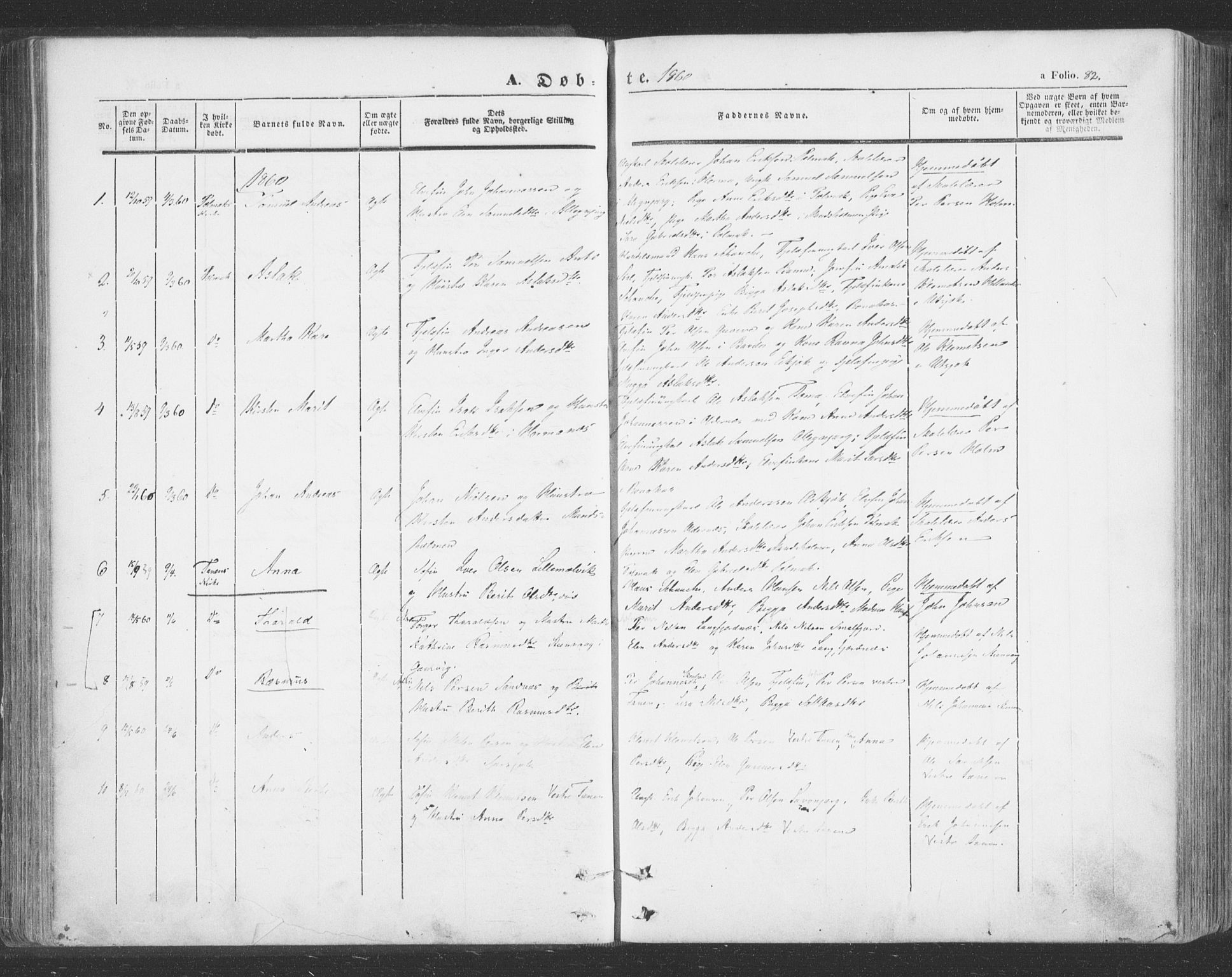 Tana sokneprestkontor, SATØ/S-1334/H/Ha/L0001kirke: Parish register (official) no. 1, 1846-1861, p. 82