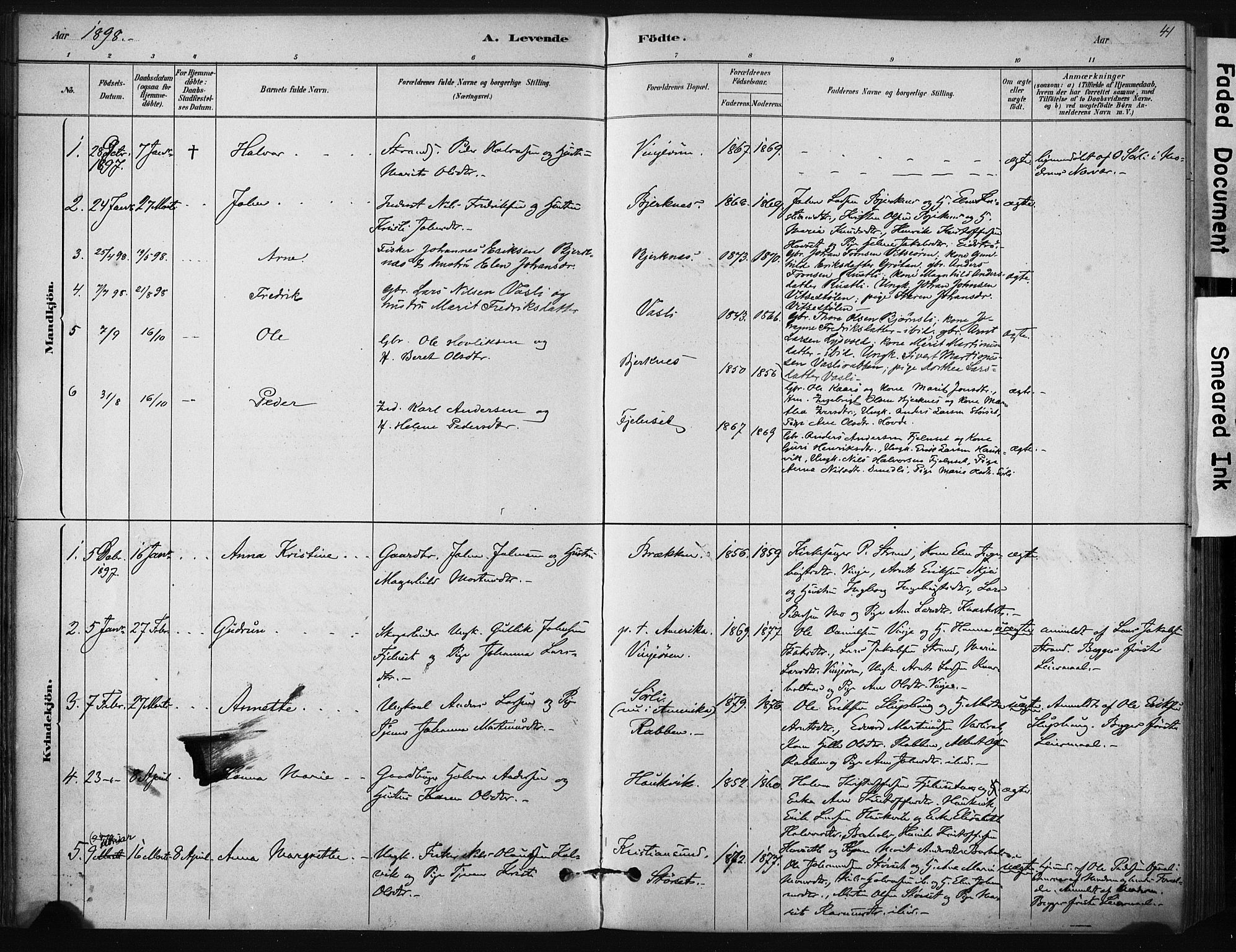 Ministerialprotokoller, klokkerbøker og fødselsregistre - Sør-Trøndelag, AV/SAT-A-1456/631/L0512: Parish register (official) no. 631A01, 1879-1912, p. 41