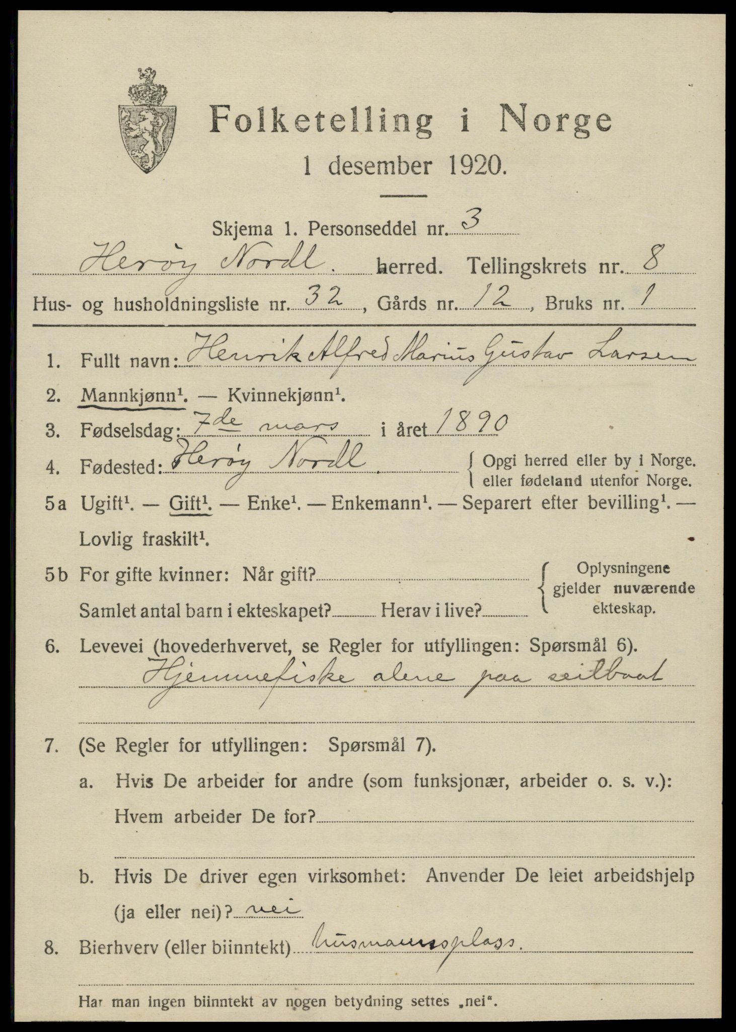 SAT, 1920 census for Herøy, 1920, p. 5378