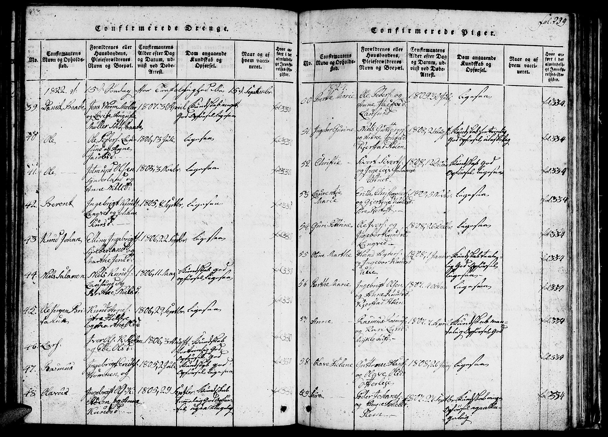 Ministerialprotokoller, klokkerbøker og fødselsregistre - Møre og Romsdal, AV/SAT-A-1454/536/L0506: Parish register (copy) no. 536C01, 1818-1859, p. 239