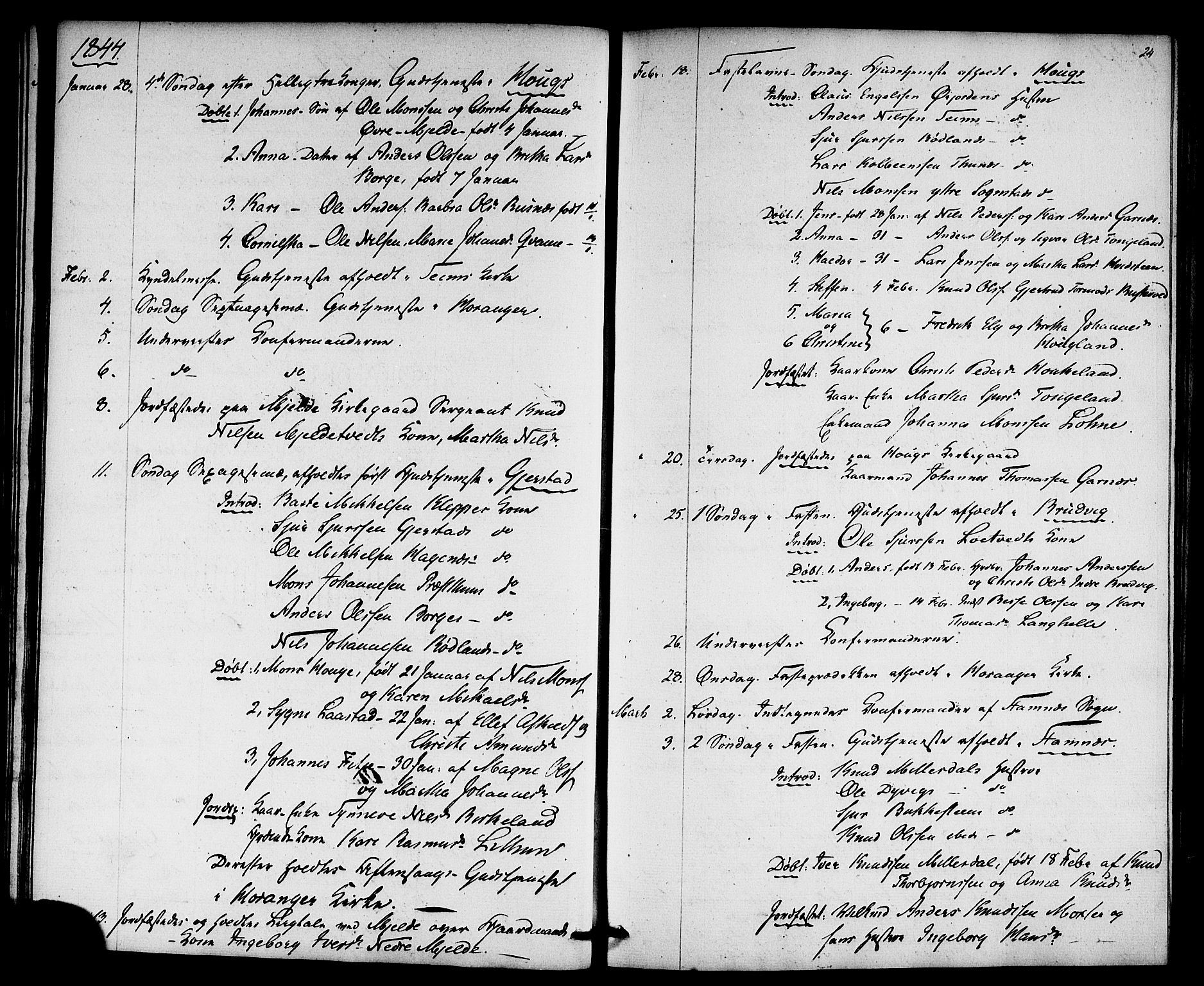 Haus sokneprestembete, SAB/A-75601: Curate's parish register no. A 2, 1841-1850, p. 24