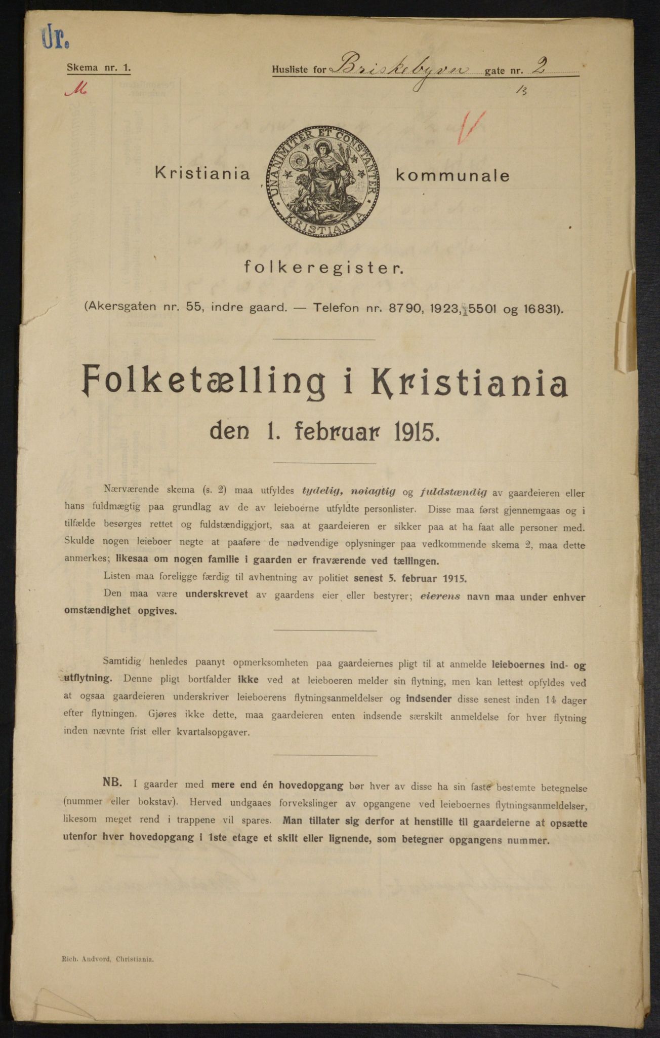 OBA, Municipal Census 1915 for Kristiania, 1915, p. 9269