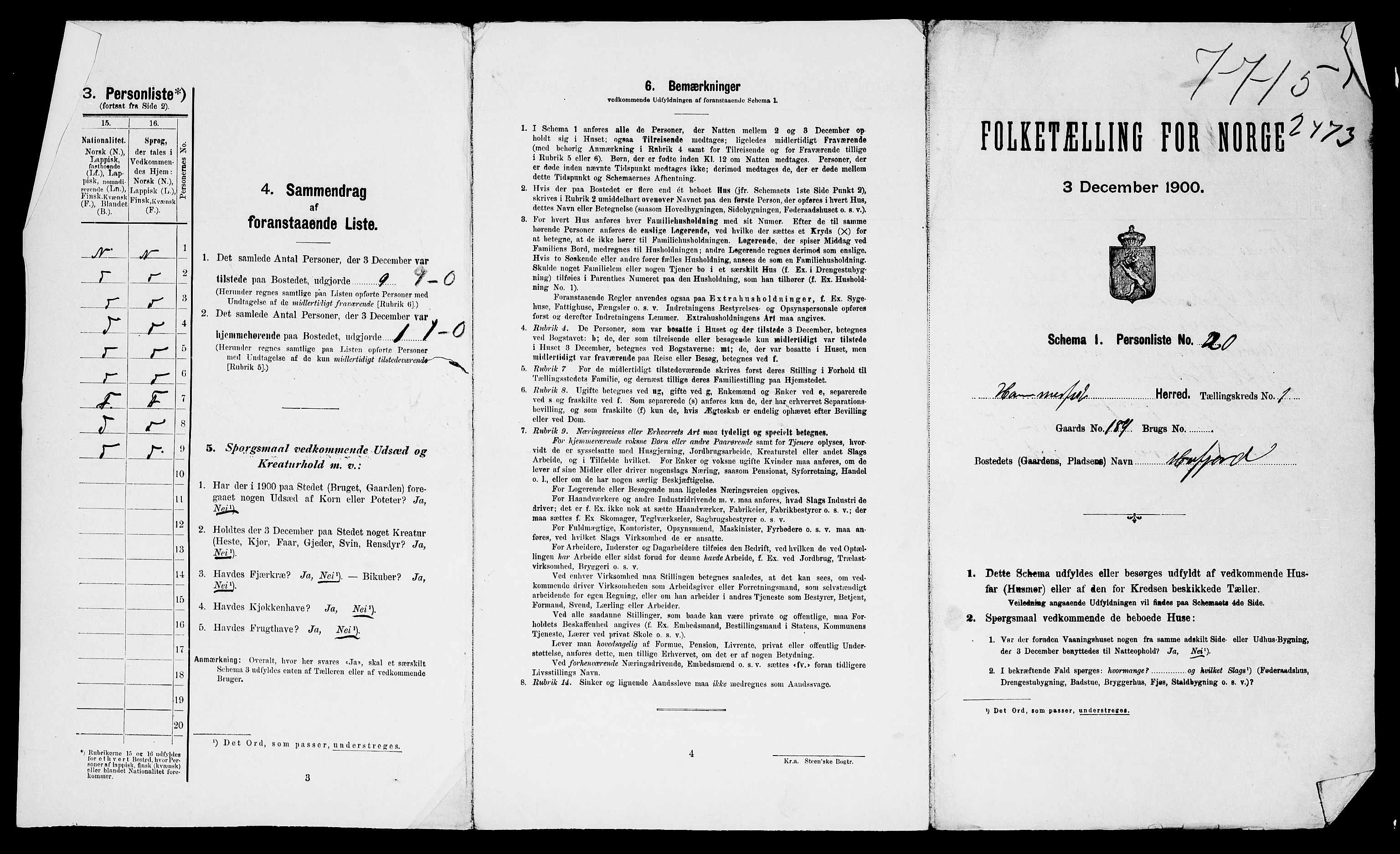 SATØ, 1900 census for Hammerfest, 1900, p. 15