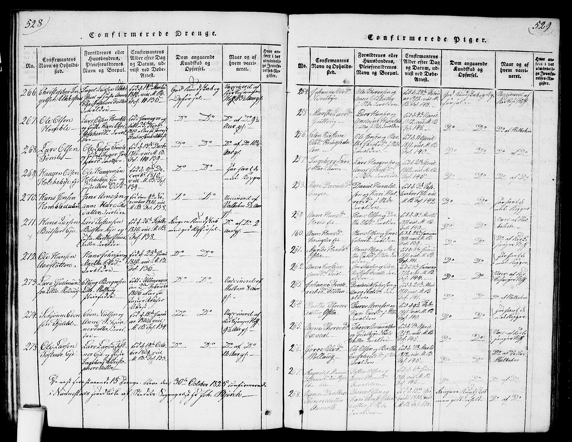 Nannestad prestekontor Kirkebøker, AV/SAO-A-10414a/G/Ga/L0001: Parish register (copy) no. I 1, 1815-1839, p. 528-529