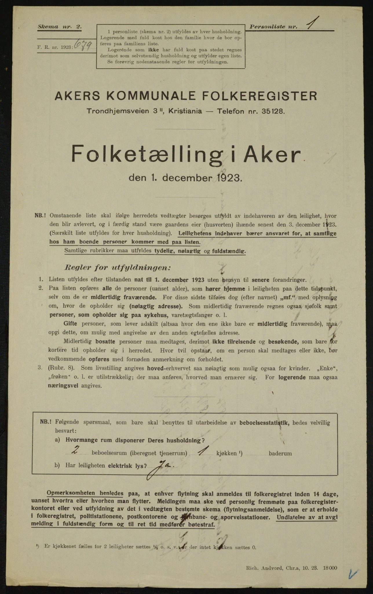 , Municipal Census 1923 for Aker, 1923, p. 27547