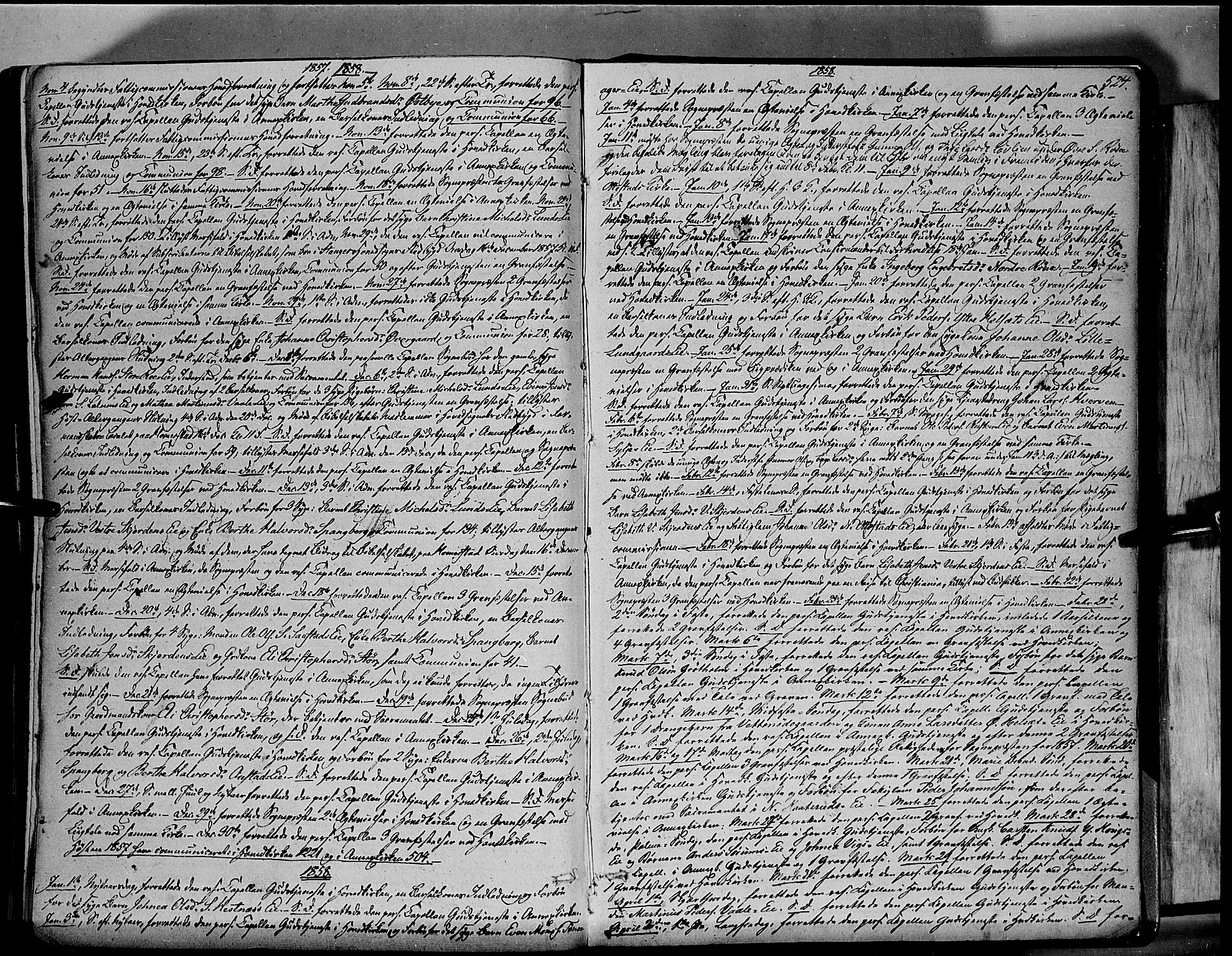 Stange prestekontor, SAH/PREST-002/K/L0012: Parish register (official) no. 12, 1852-1862, p. 524