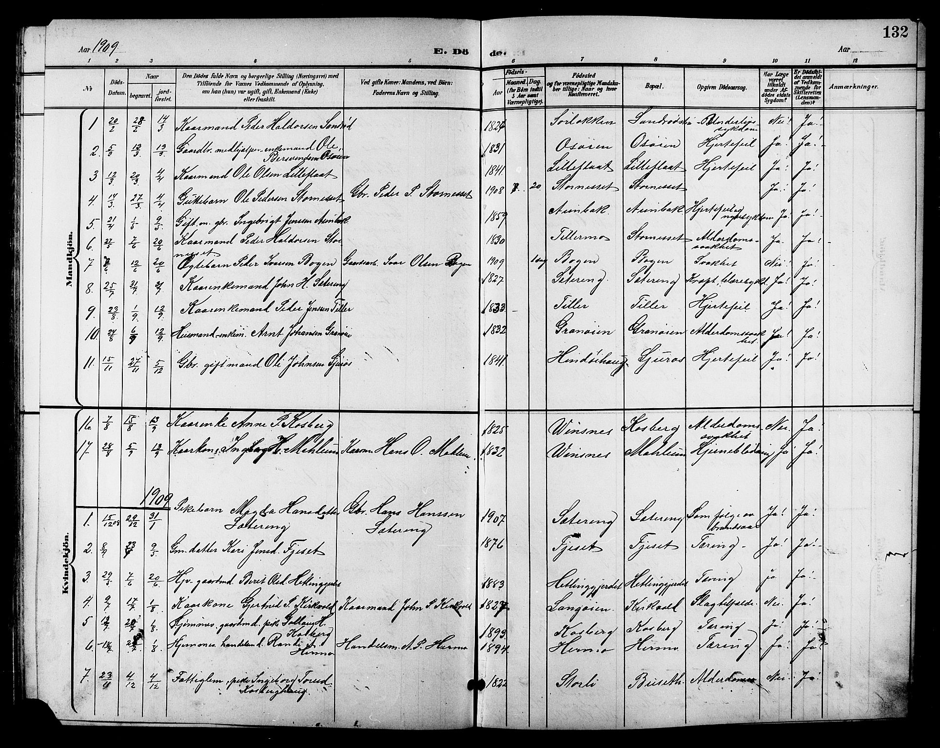Ministerialprotokoller, klokkerbøker og fødselsregistre - Sør-Trøndelag, SAT/A-1456/688/L1029: Parish register (copy) no. 688C04, 1899-1915, p. 132