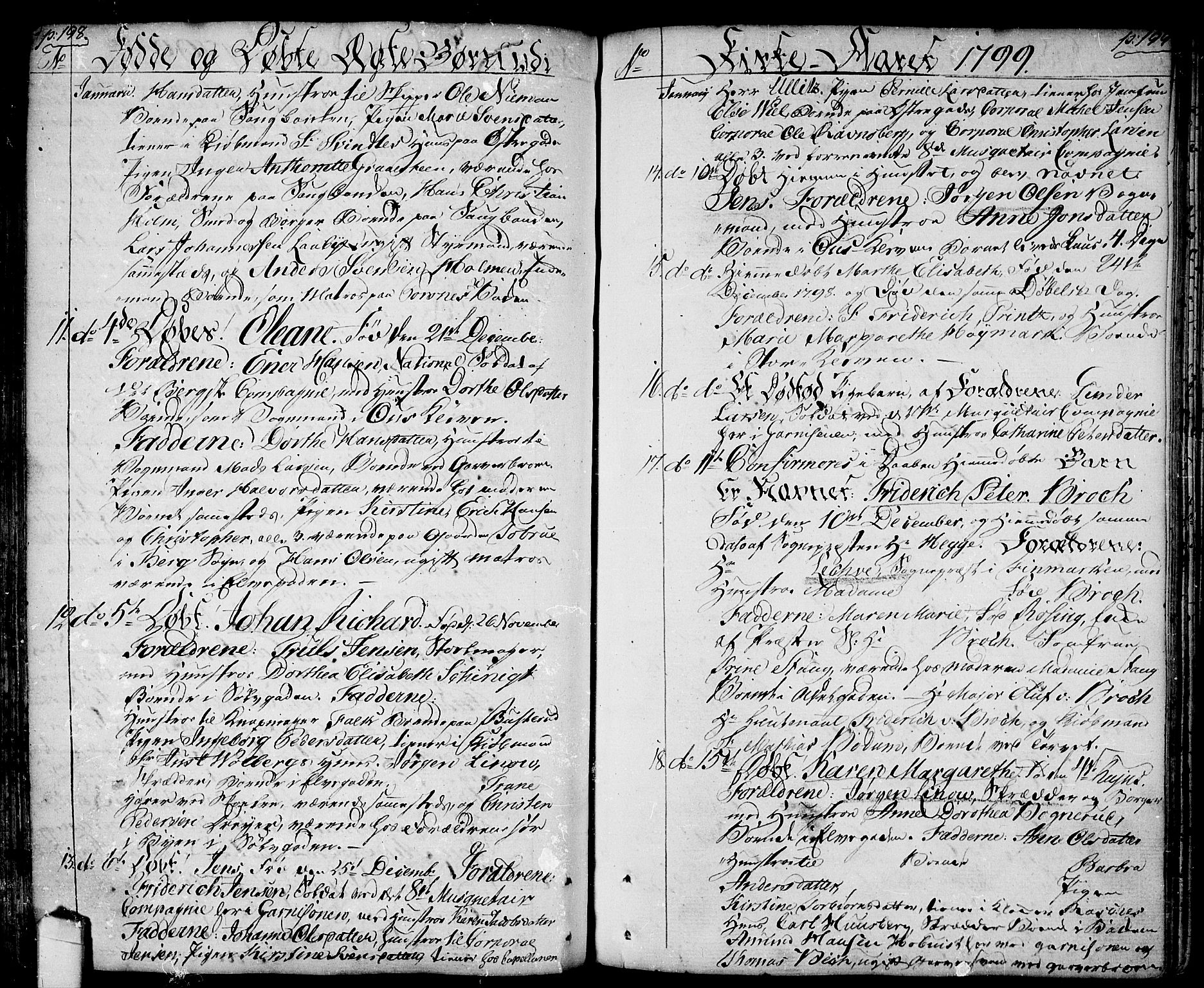 Halden prestekontor Kirkebøker, SAO/A-10909/F/Fa/L0002: Parish register (official) no. I 2, 1792-1812, p. 198-199