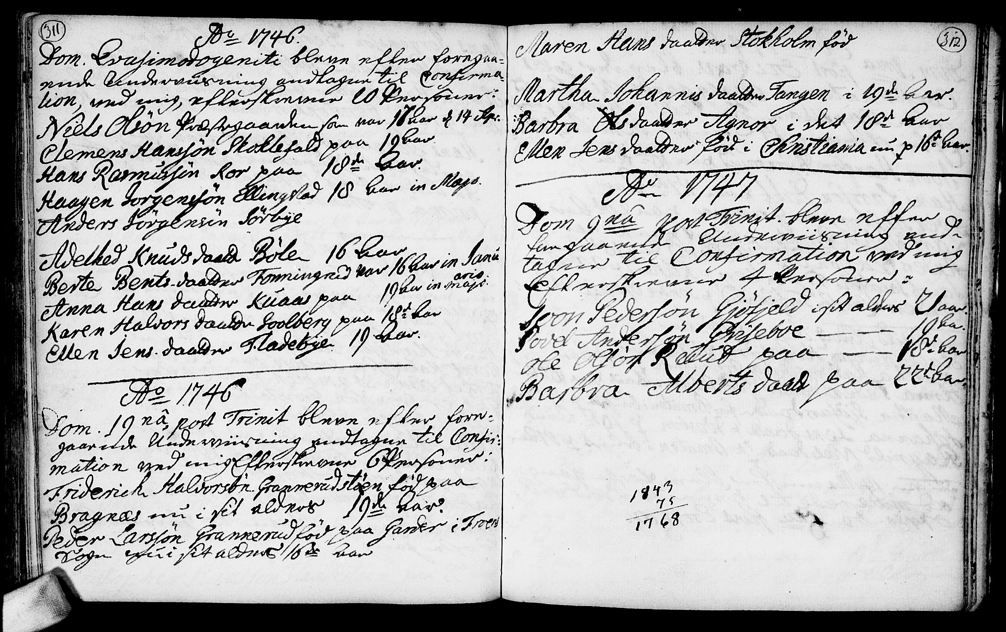 Nesodden prestekontor Kirkebøker, AV/SAO-A-10013/F/Fa/L0001: Parish register (official) no. I 1, 1709-1750, p. 311-312