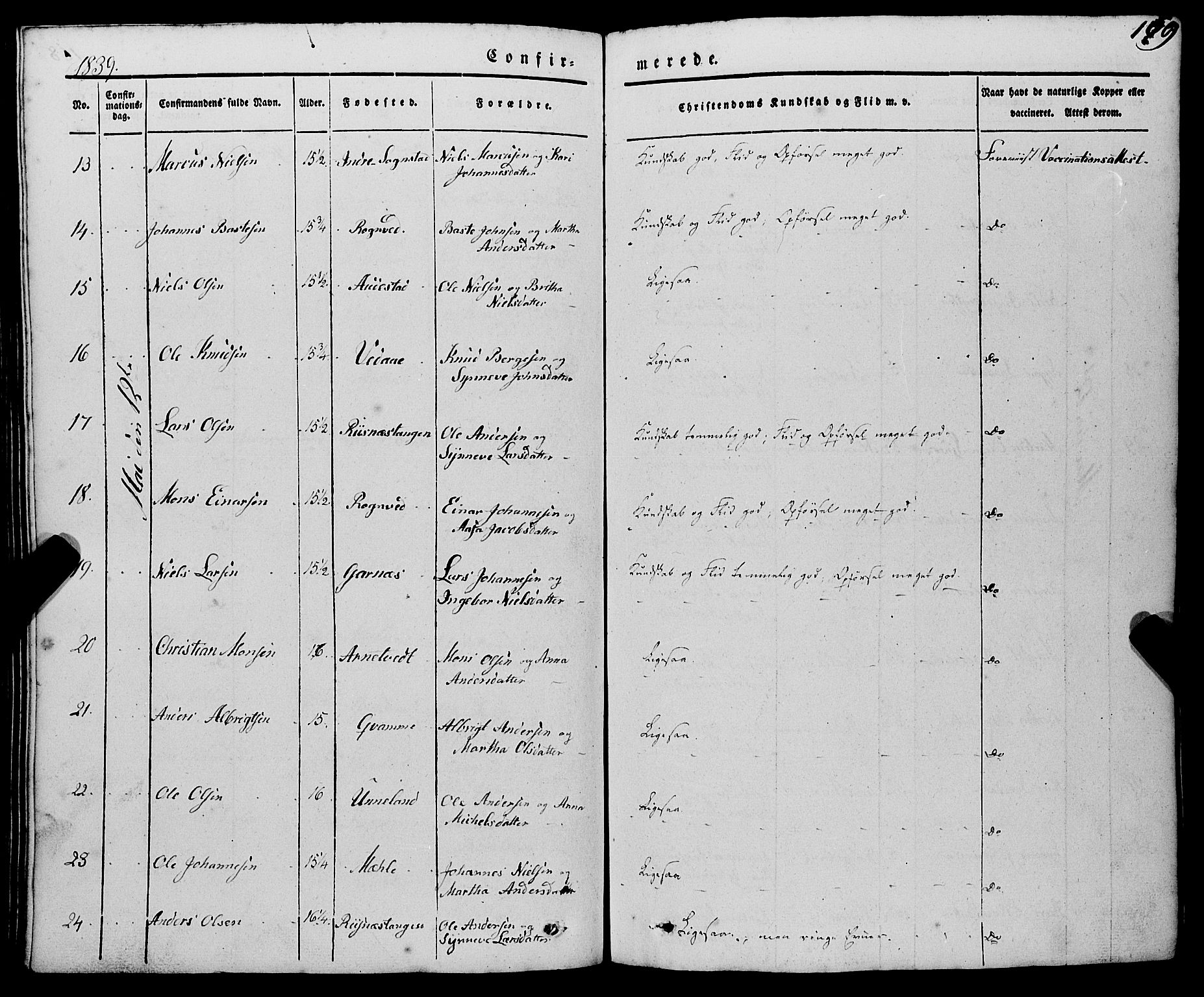 Haus sokneprestembete, AV/SAB-A-75601/H/Haa: Parish register (official) no. A 15, 1838-1847, p. 169