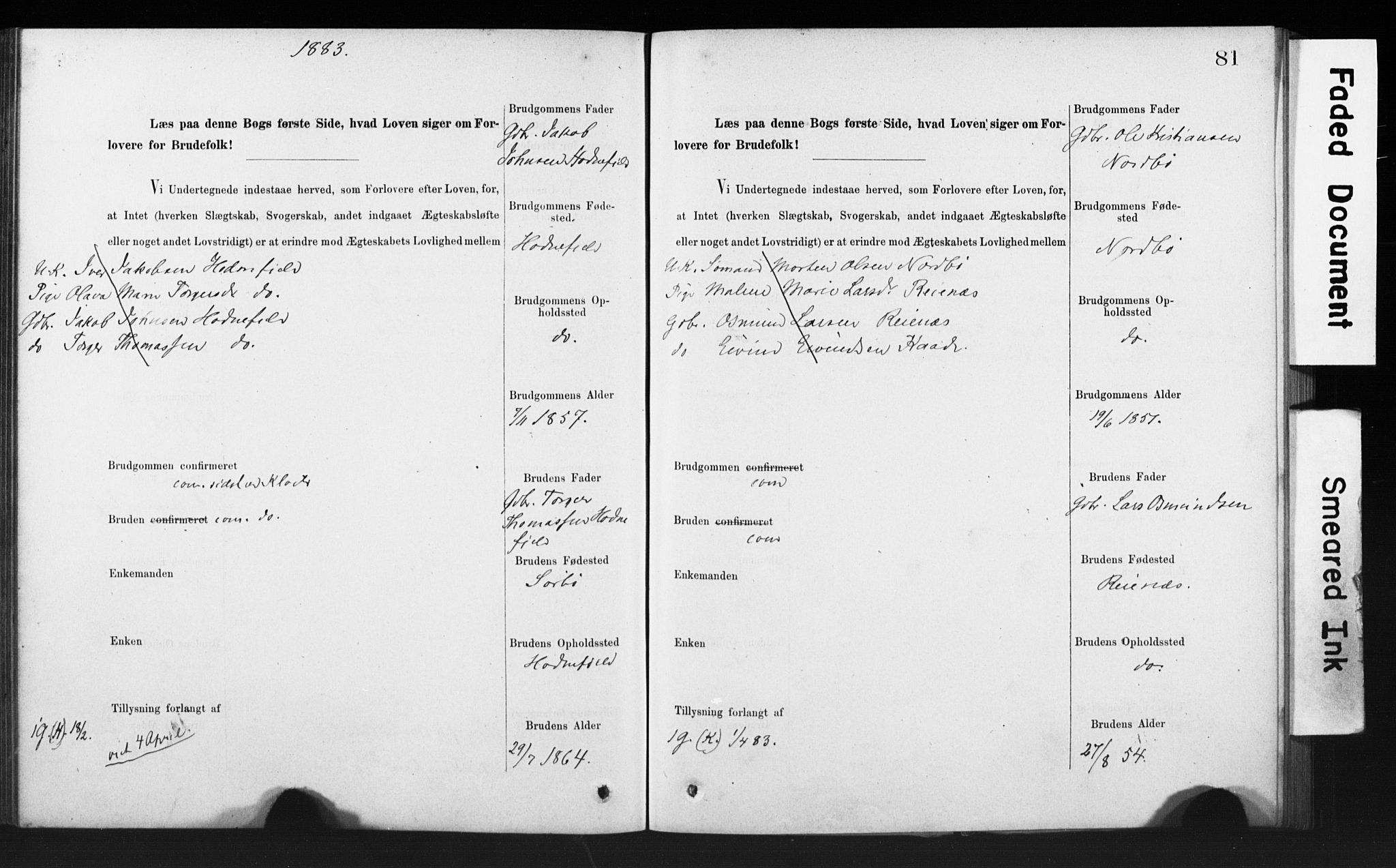 Rennesøy sokneprestkontor, AV/SAST-A -101827/I/Ie/L0001: Banns register no. 1, 1873-1898, p. 81