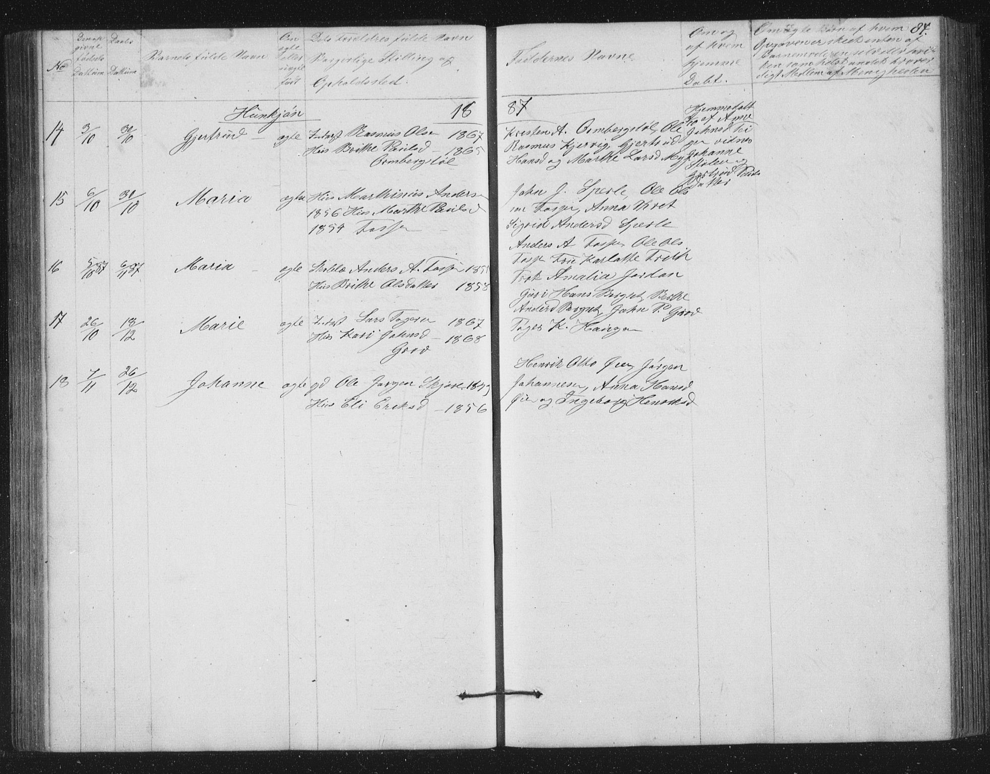 Jostedal sokneprestembete, SAB/A-80601/H/Hab/Haba/L0001: Parish register (copy) no. A 1, 1861-1906, p. 84
