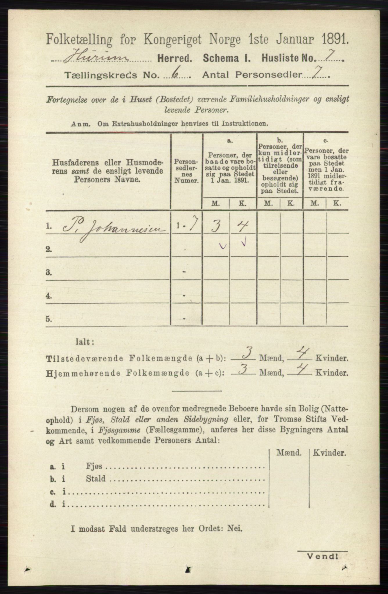 RA, 1891 census for 0628 Hurum, 1891, p. 1943