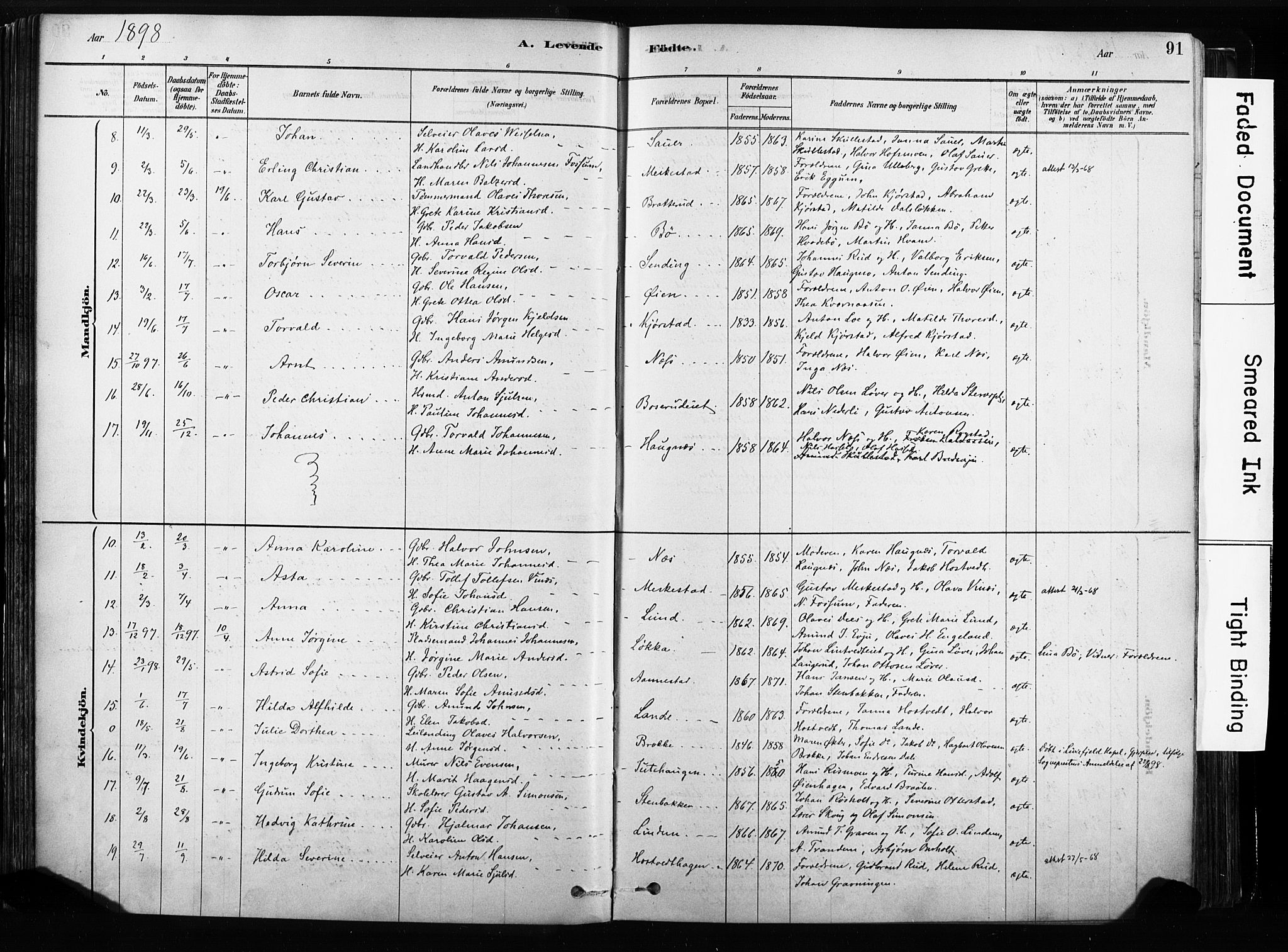 Sandsvær kirkebøker, AV/SAKO-A-244/F/Fb/L0001: Parish register (official) no. II 1, 1878-1906, p. 91